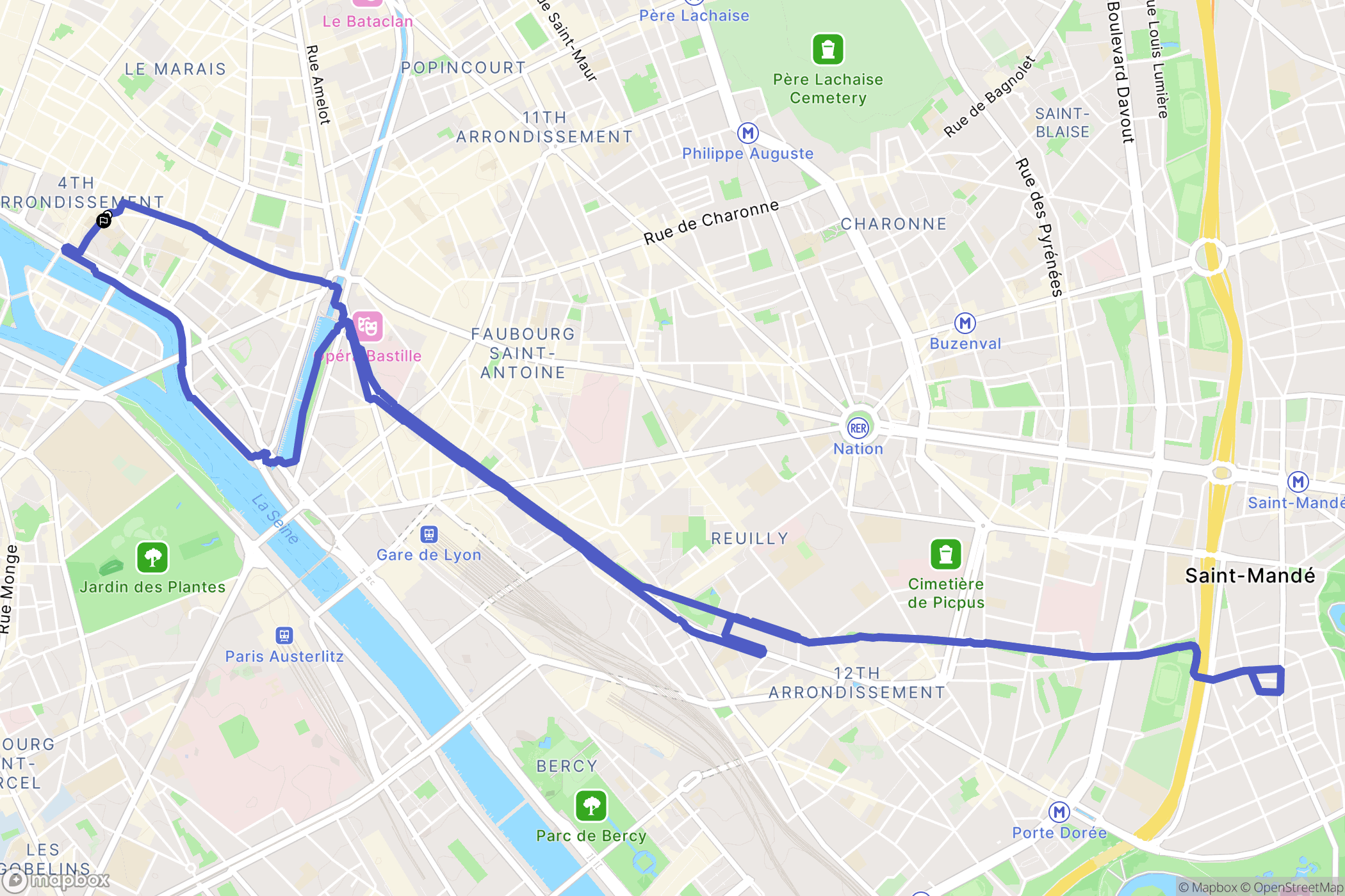 Paris : carte du parcours de randonnée - France