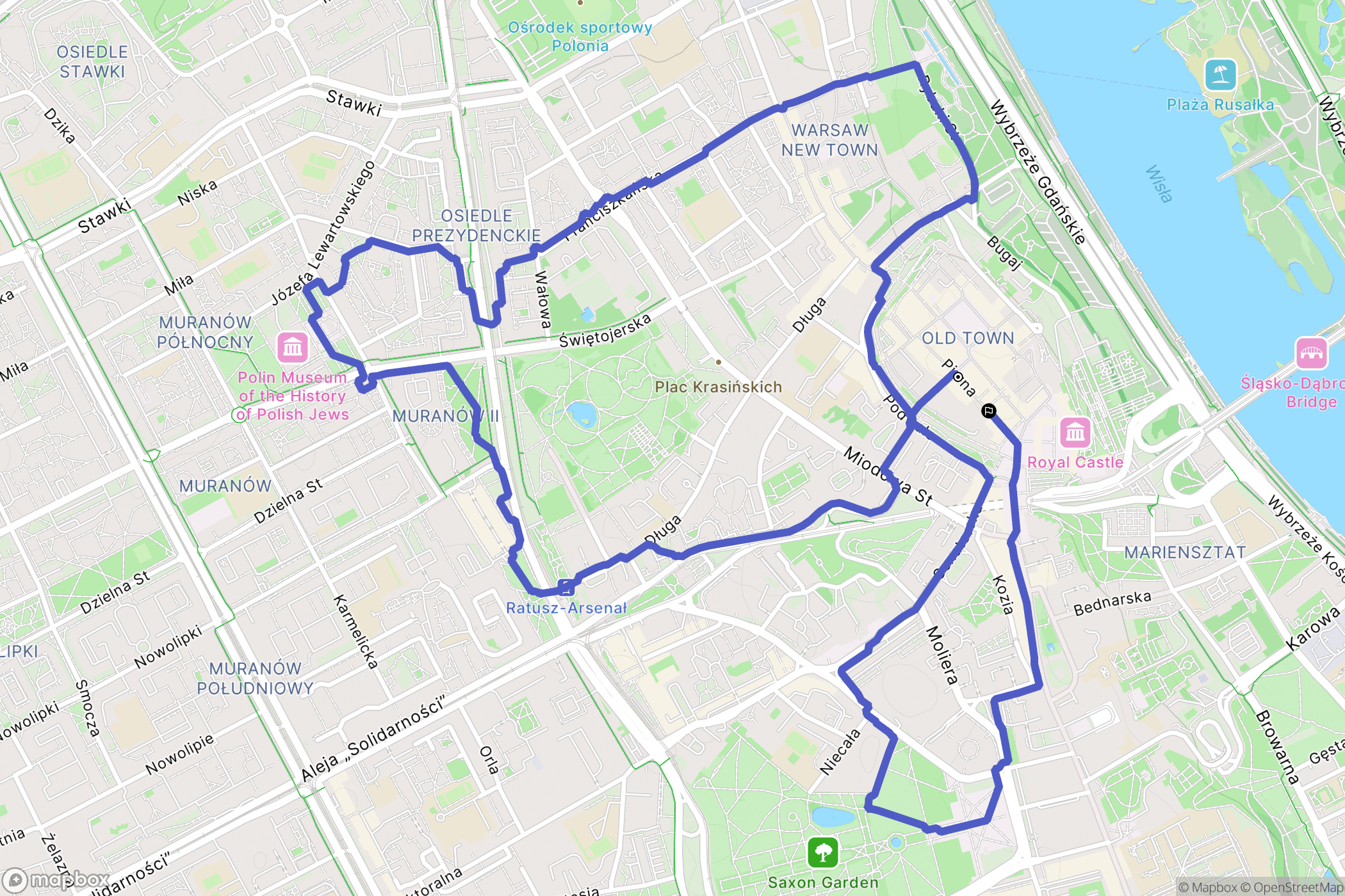 Warszawa: mapa trasy - Poland