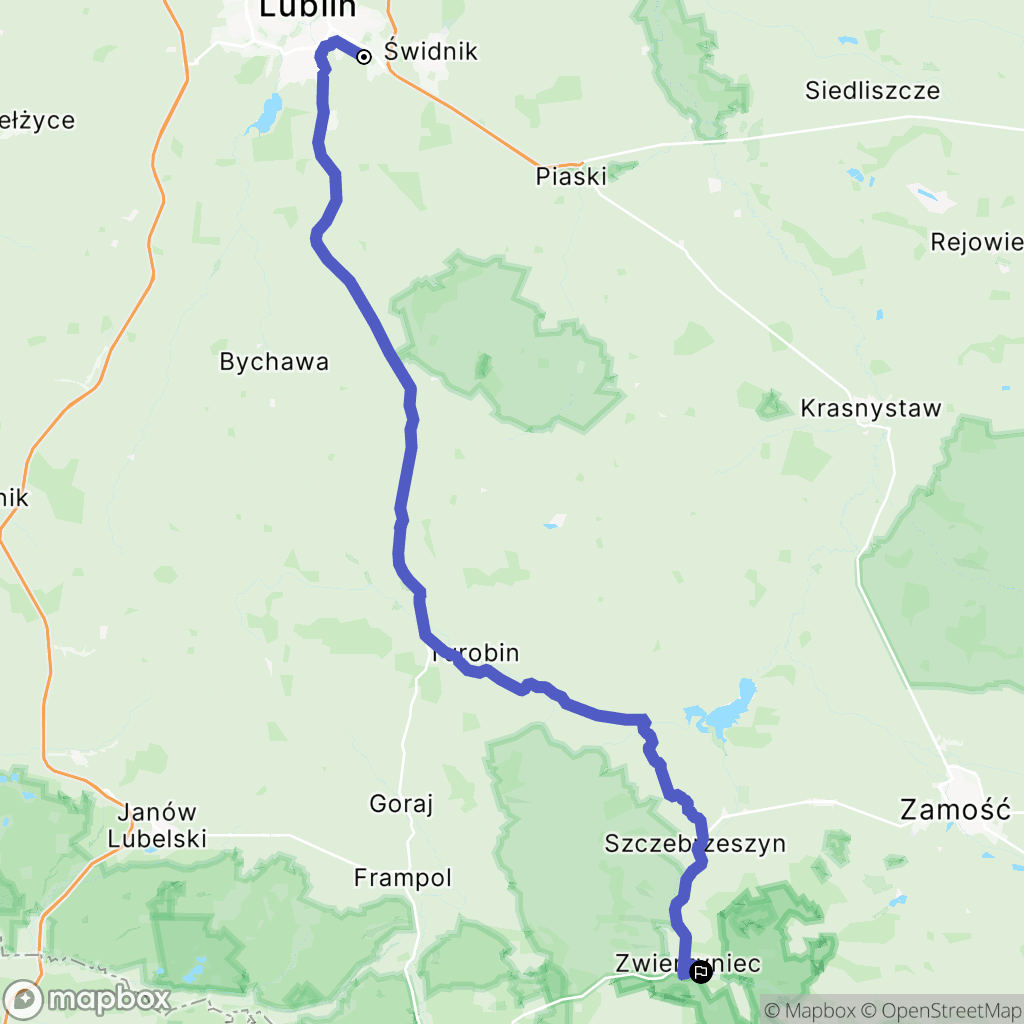 Lublin: mapa trasy - Poland