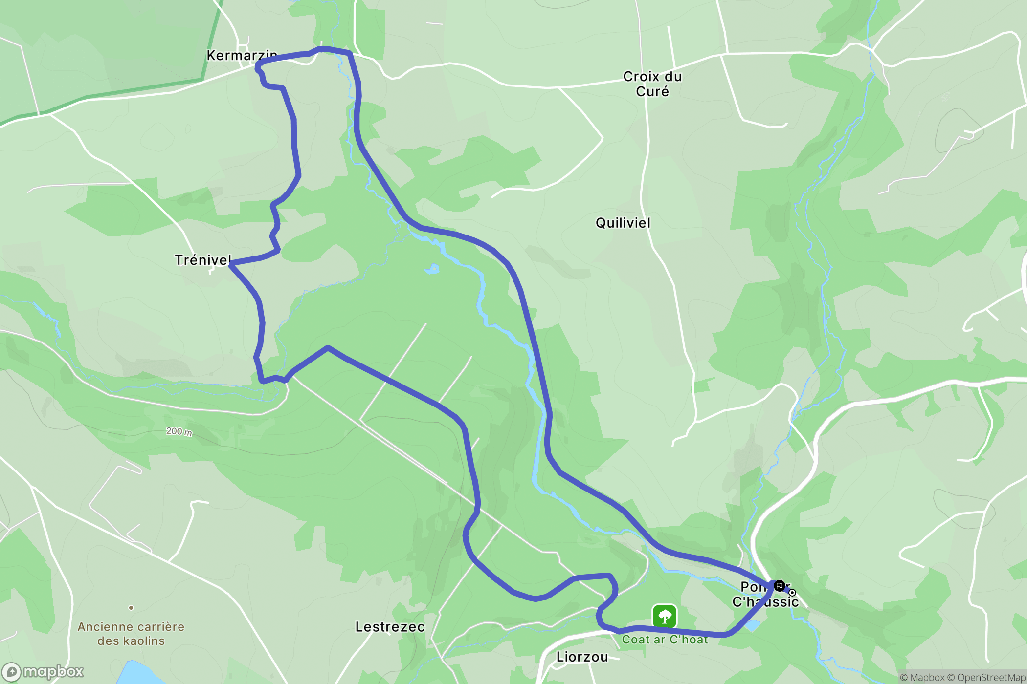 Scrignac : carte du parcours de randonnée - France