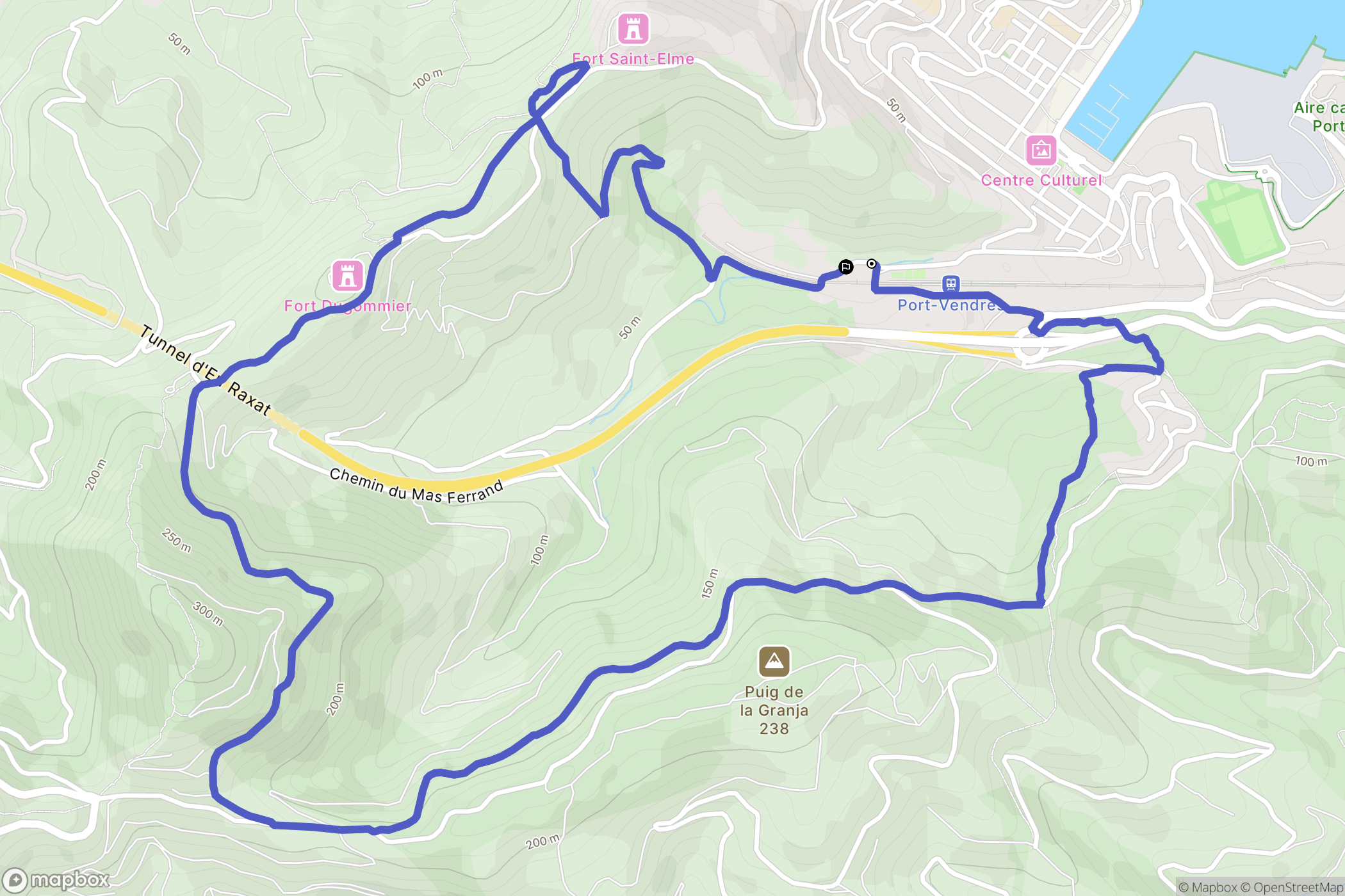 Port-Vendres : carte du parcours de randonnée - France