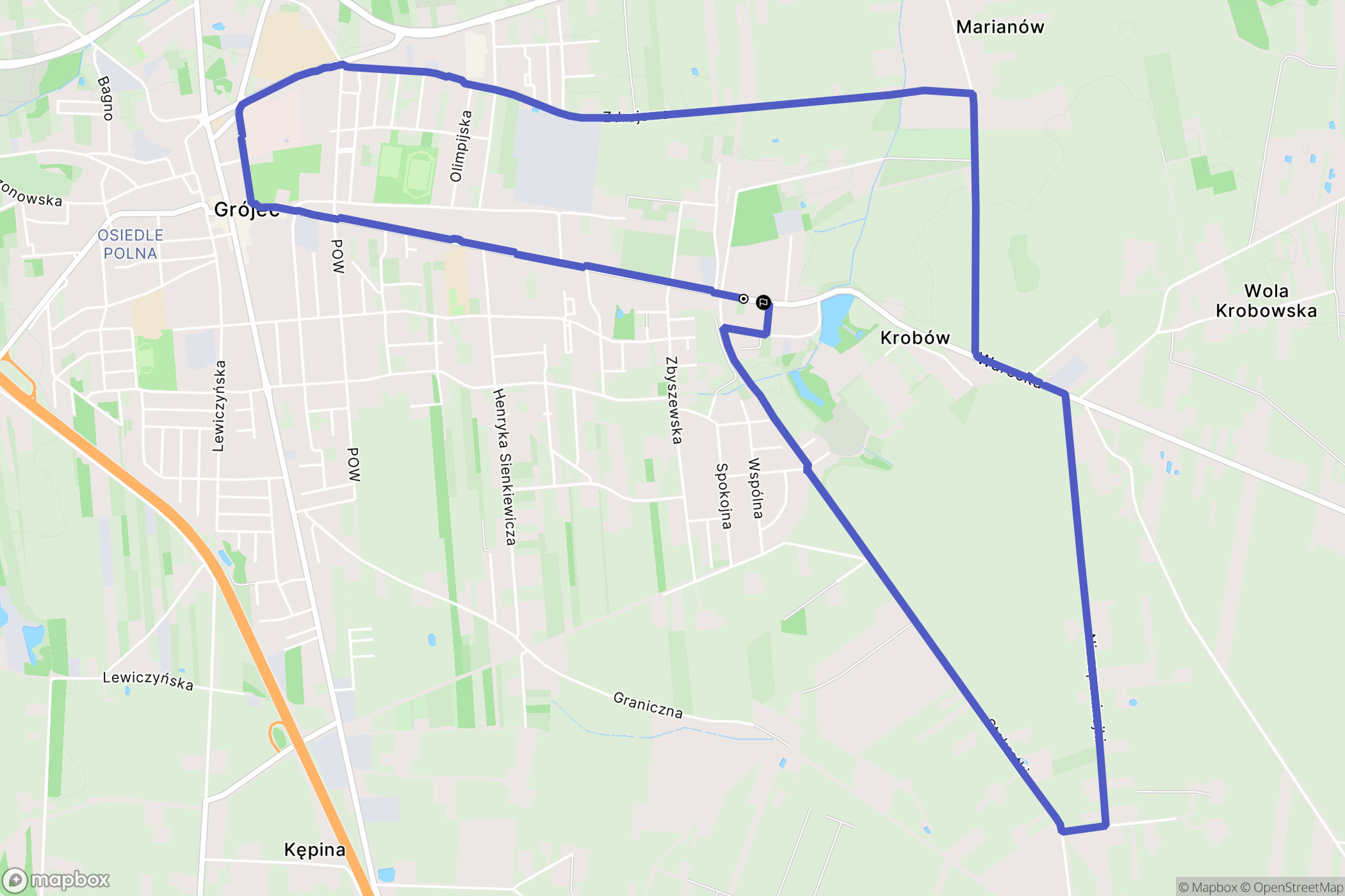 Grójec: mapa trasy - Poland