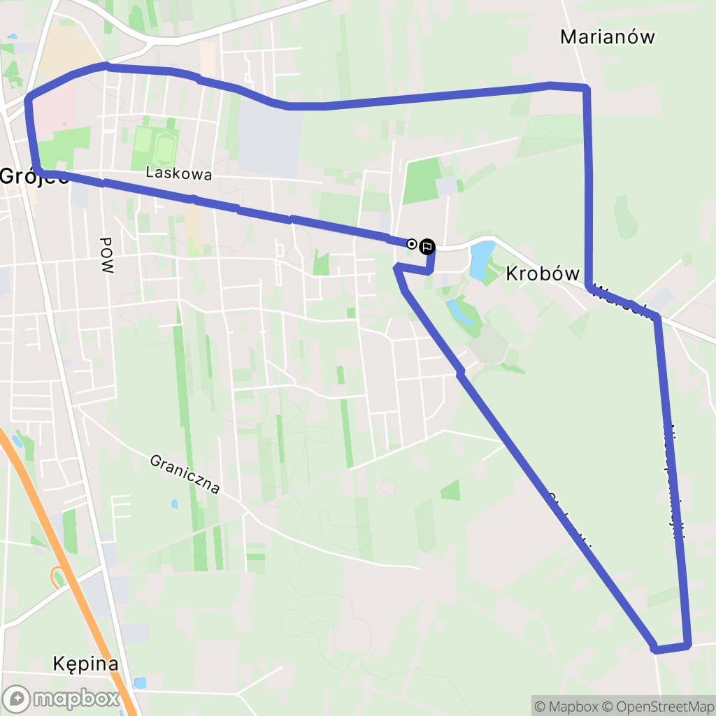 Grójec: mapa trasy - Poland