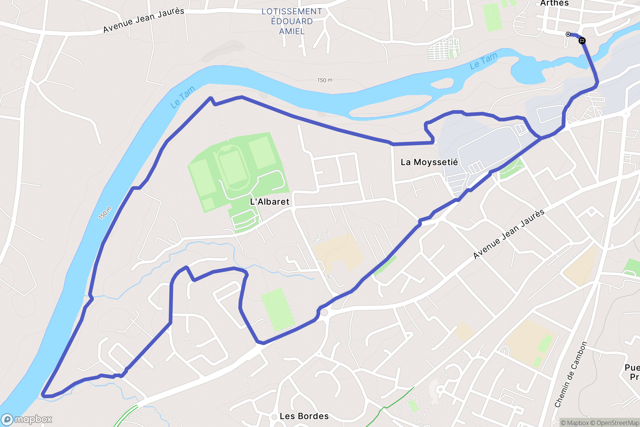Arthès : carte du parcours de randonnée - France
