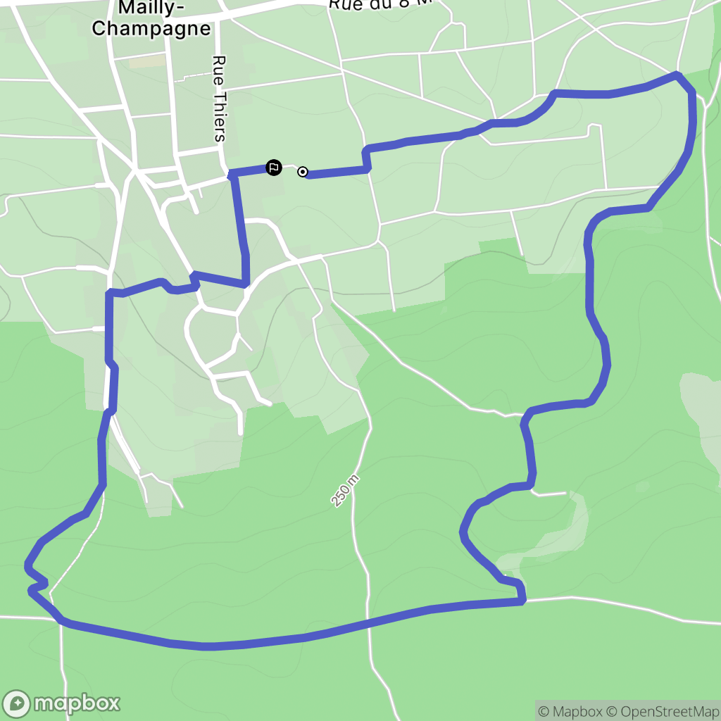 Mailly-Champagne : carte du parcours de randonnée - France