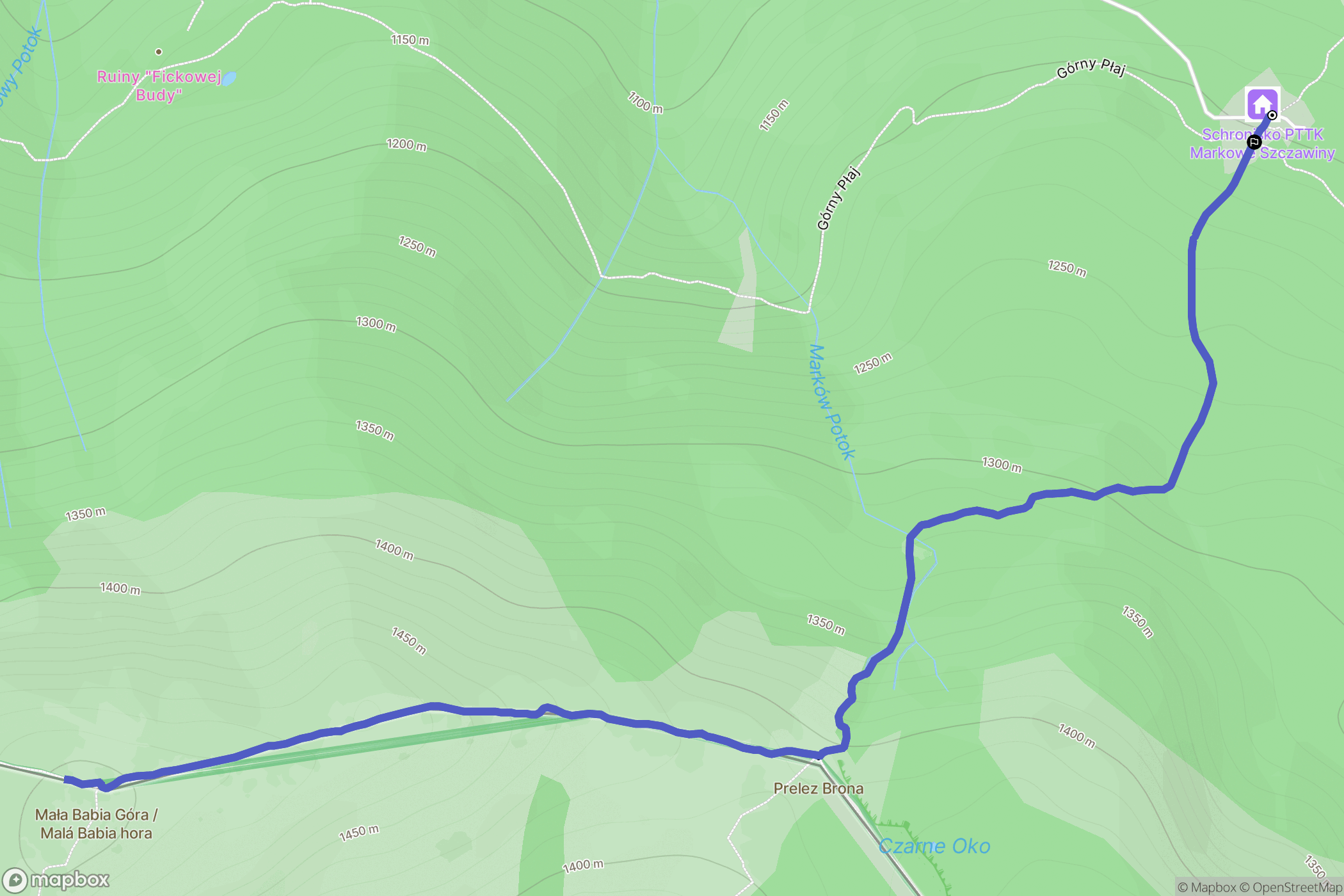 Zawoja: mapa trasy - Poland