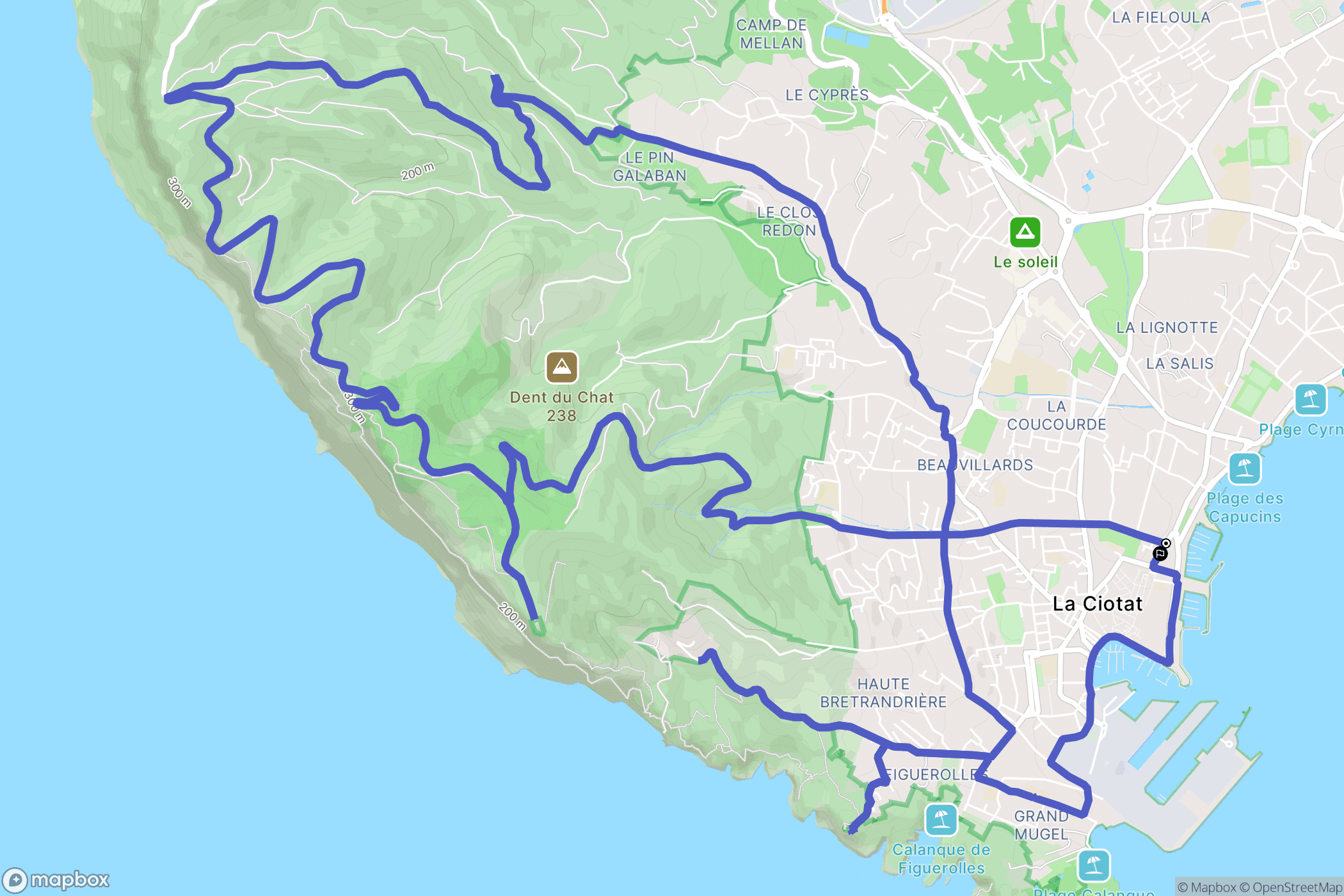 La Ciotat : carte du parcours de randonnée - France