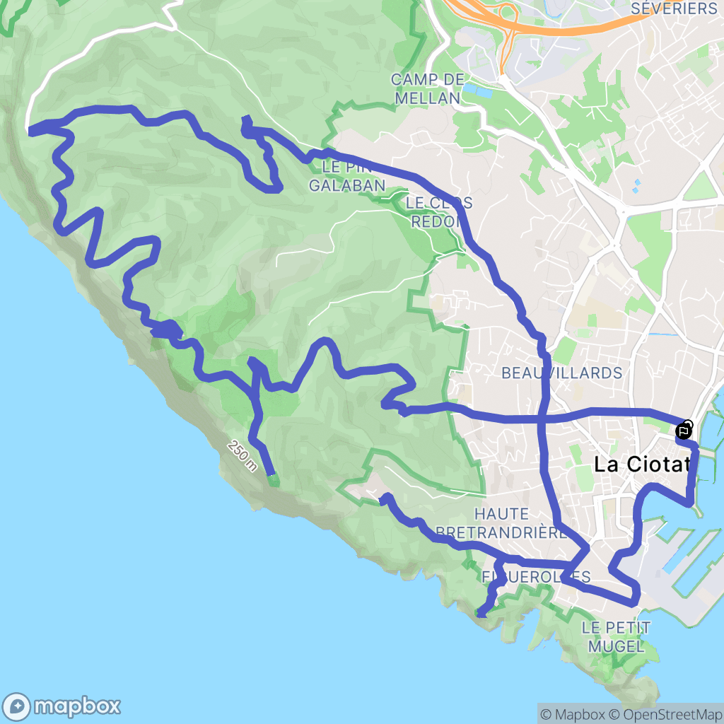 La Ciotat : carte du parcours de randonnée - France