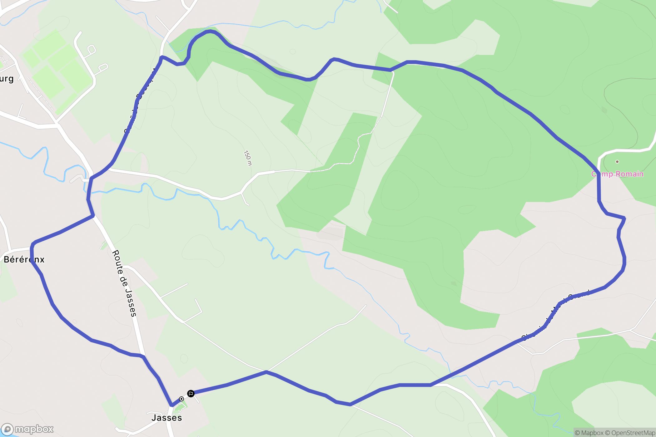 Jasses : carte du parcours de randonnée - France