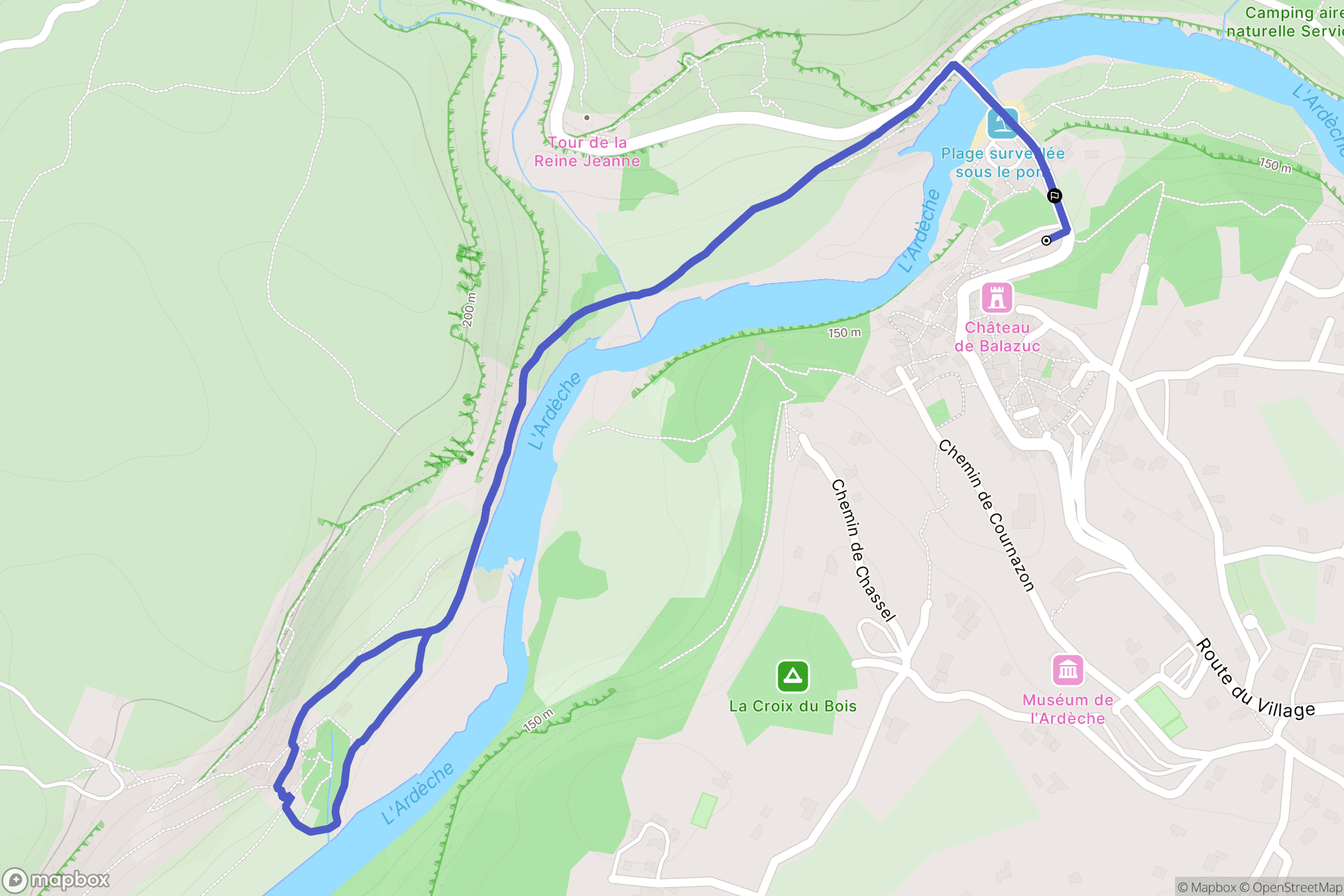 Balazuc : carte du parcours de randonnée - France