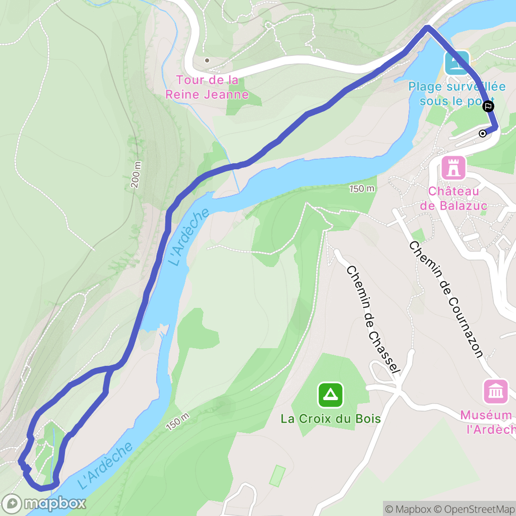 Balazuc : carte du parcours de randonnée - France