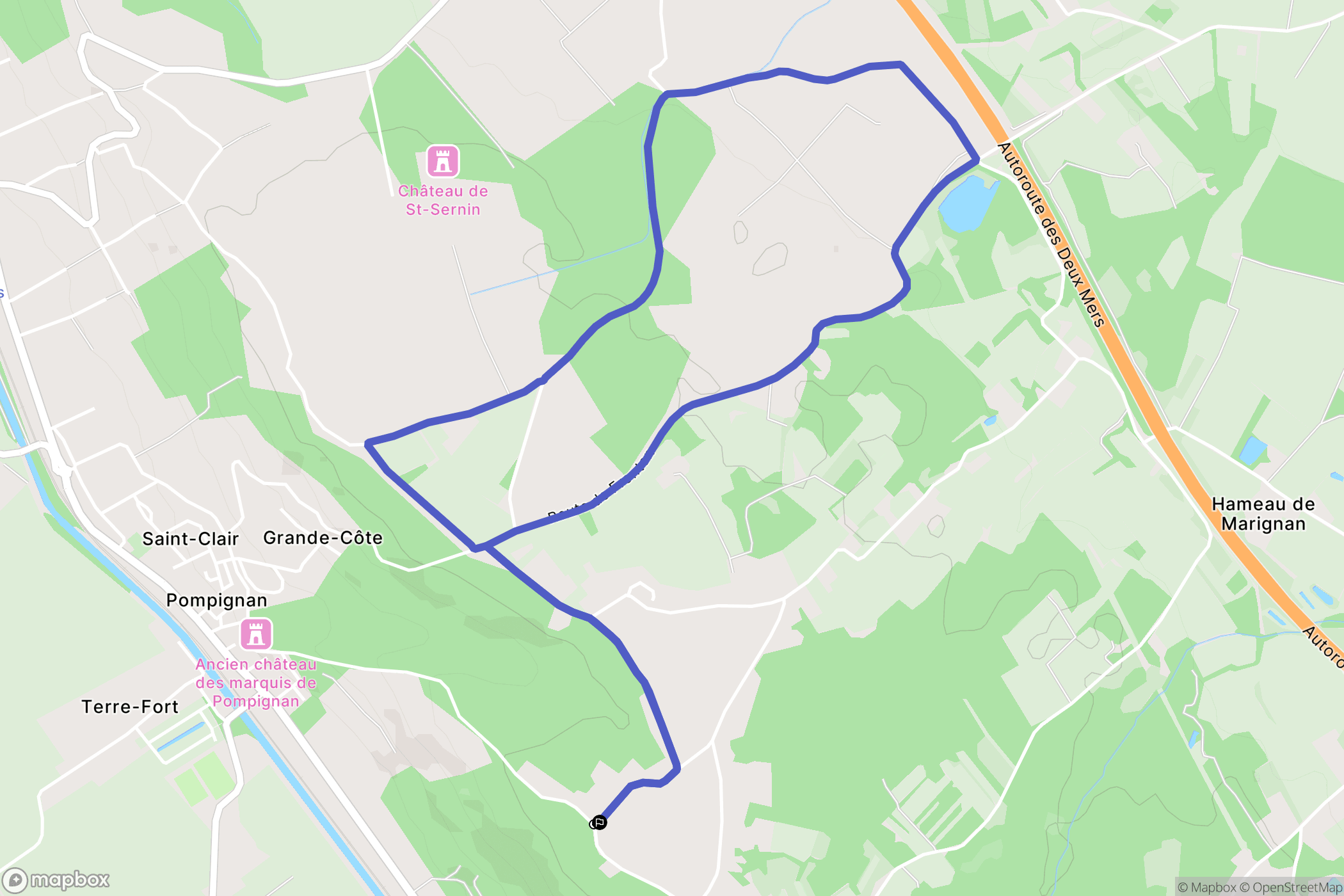Pompignan : carte du parcours de randonnée - France