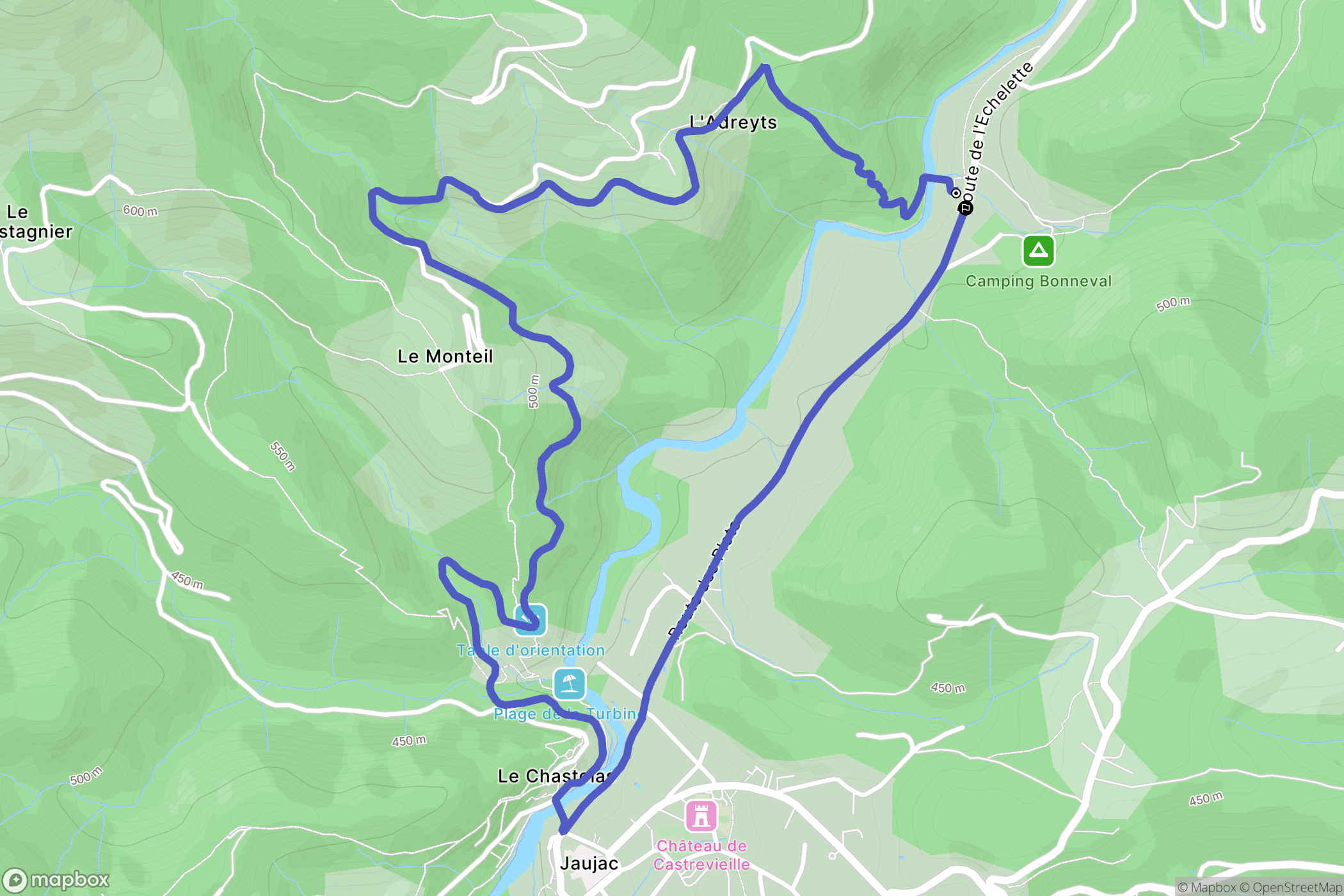 Fabras : carte du parcours de randonnée - France