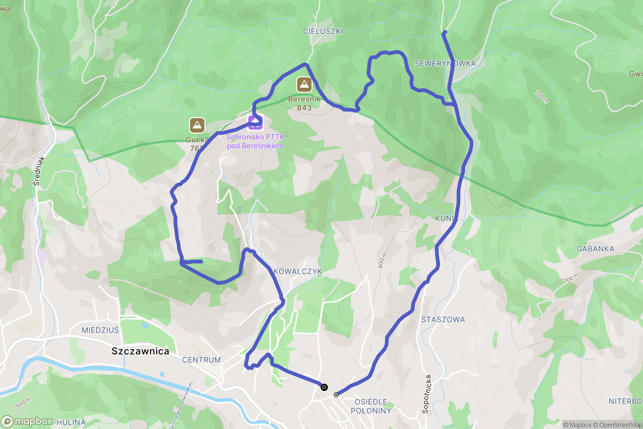 Szczawnica: mapa trasy - Poland