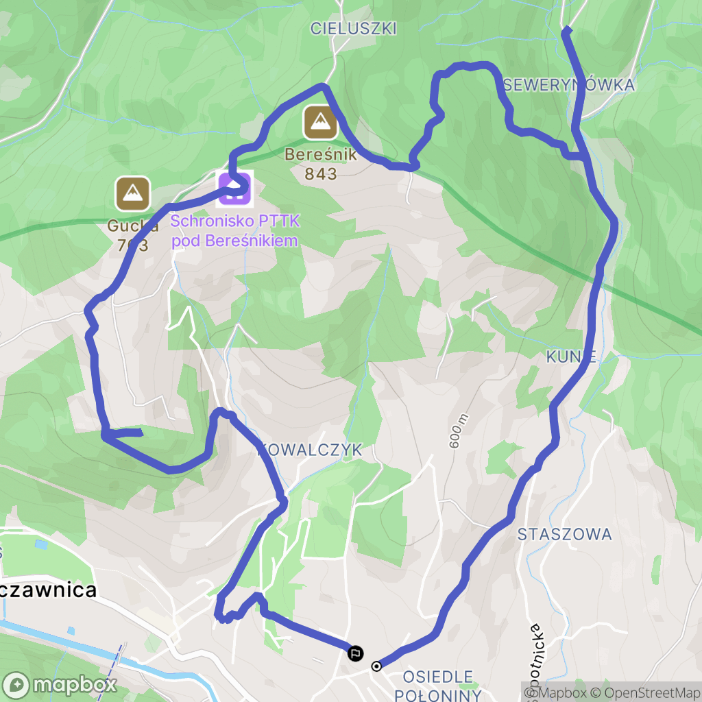 Szczawnica: mapa trasy - Poland