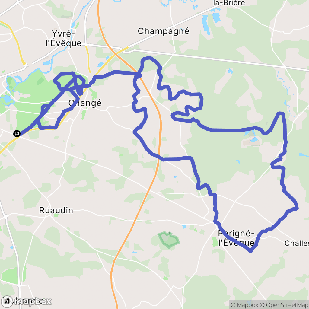 Le Mans : carte du parcours de randonnée - France