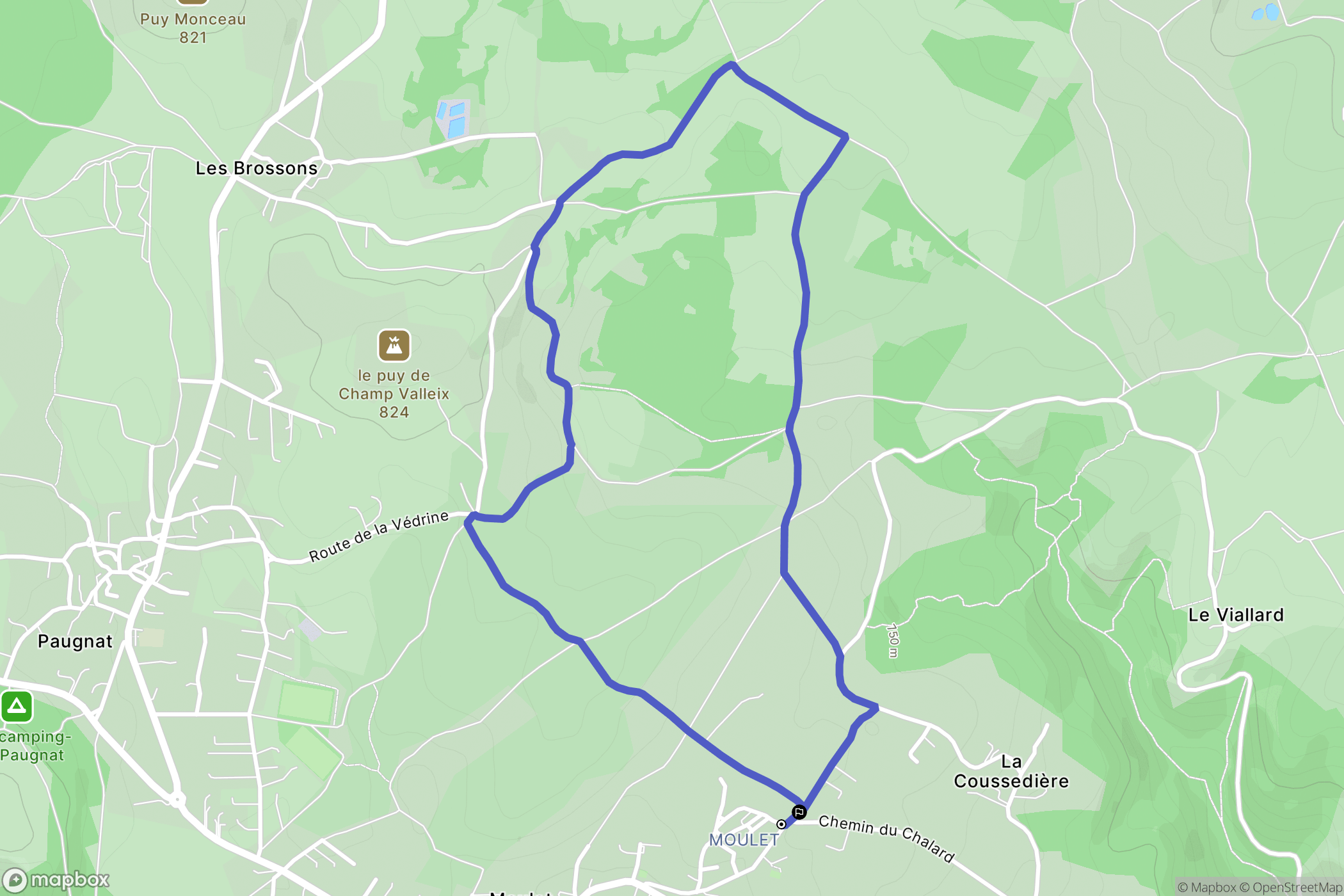 Volvic : carte du parcours de randonnée - France