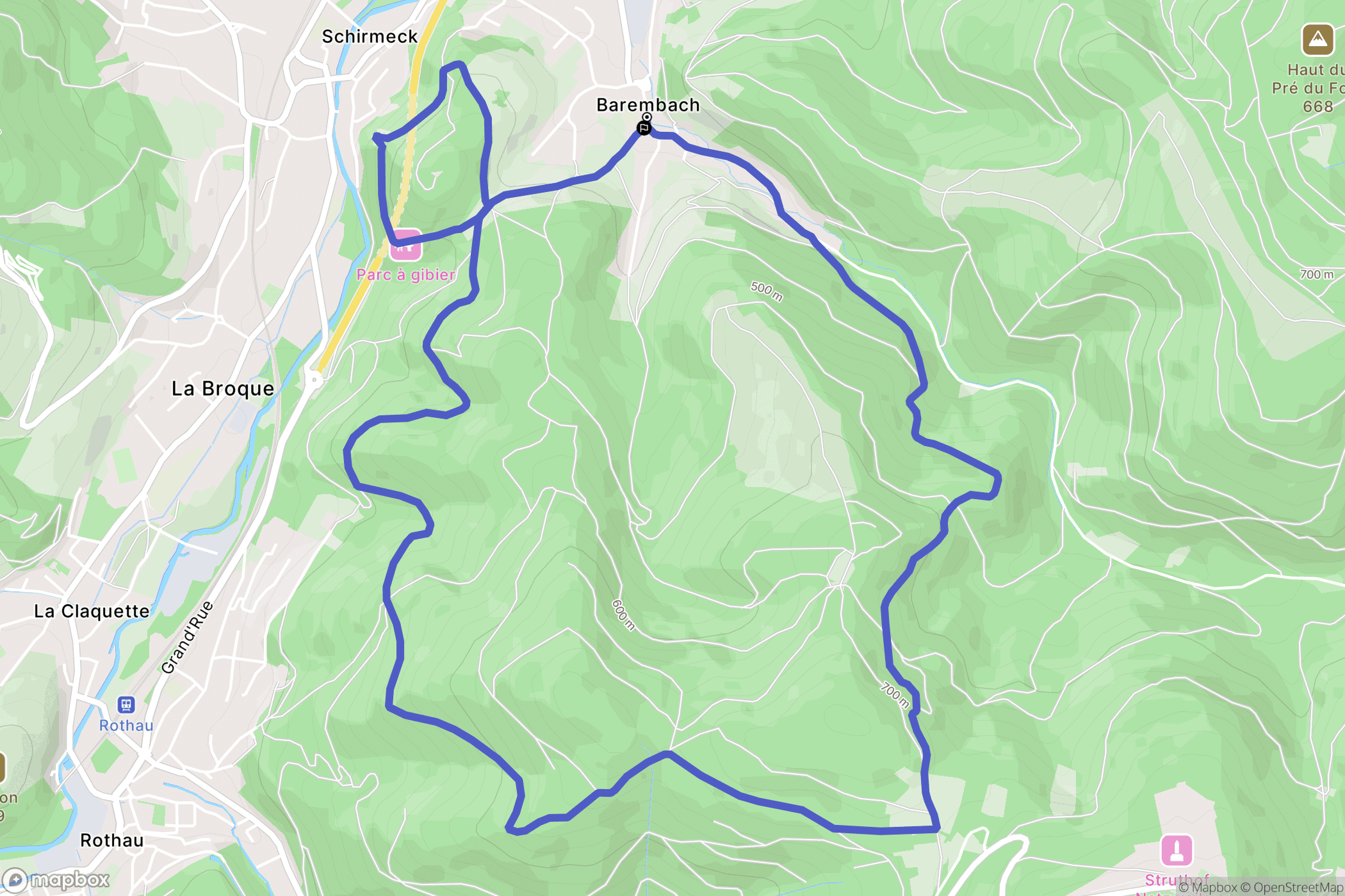 Barembach : carte du parcours de randonnée - France