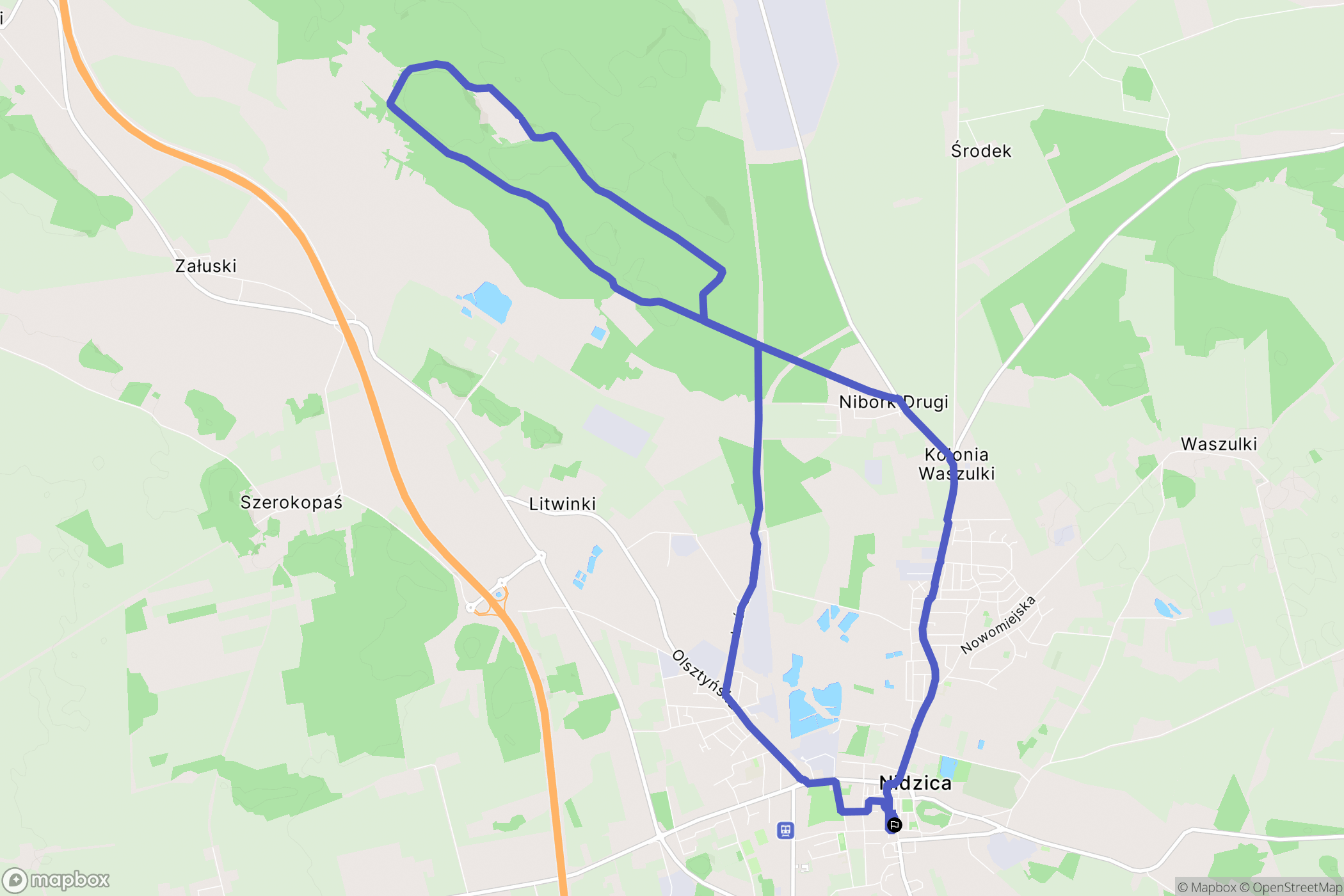 Nidzica: mapa trasy - Poland