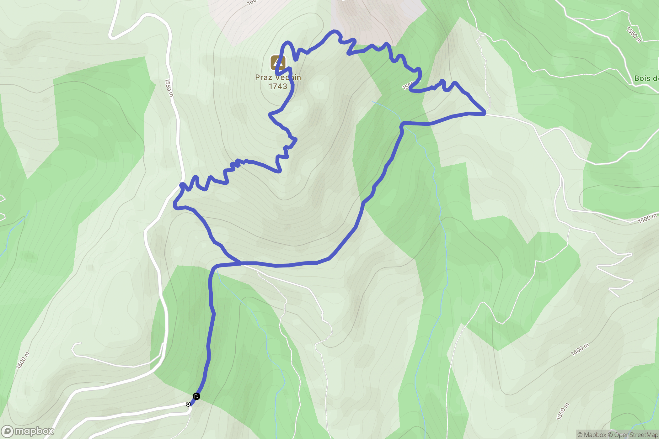 Ugine : carte du parcours de randonnée - France
