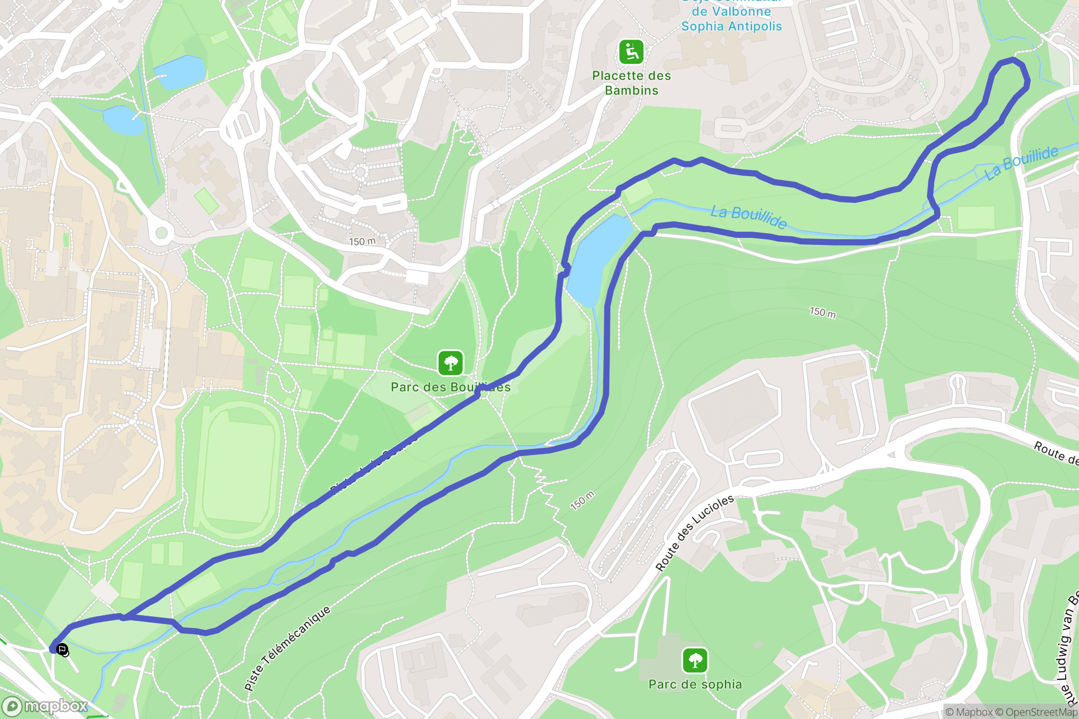 Valbonne : carte du parcours de randonnée - France