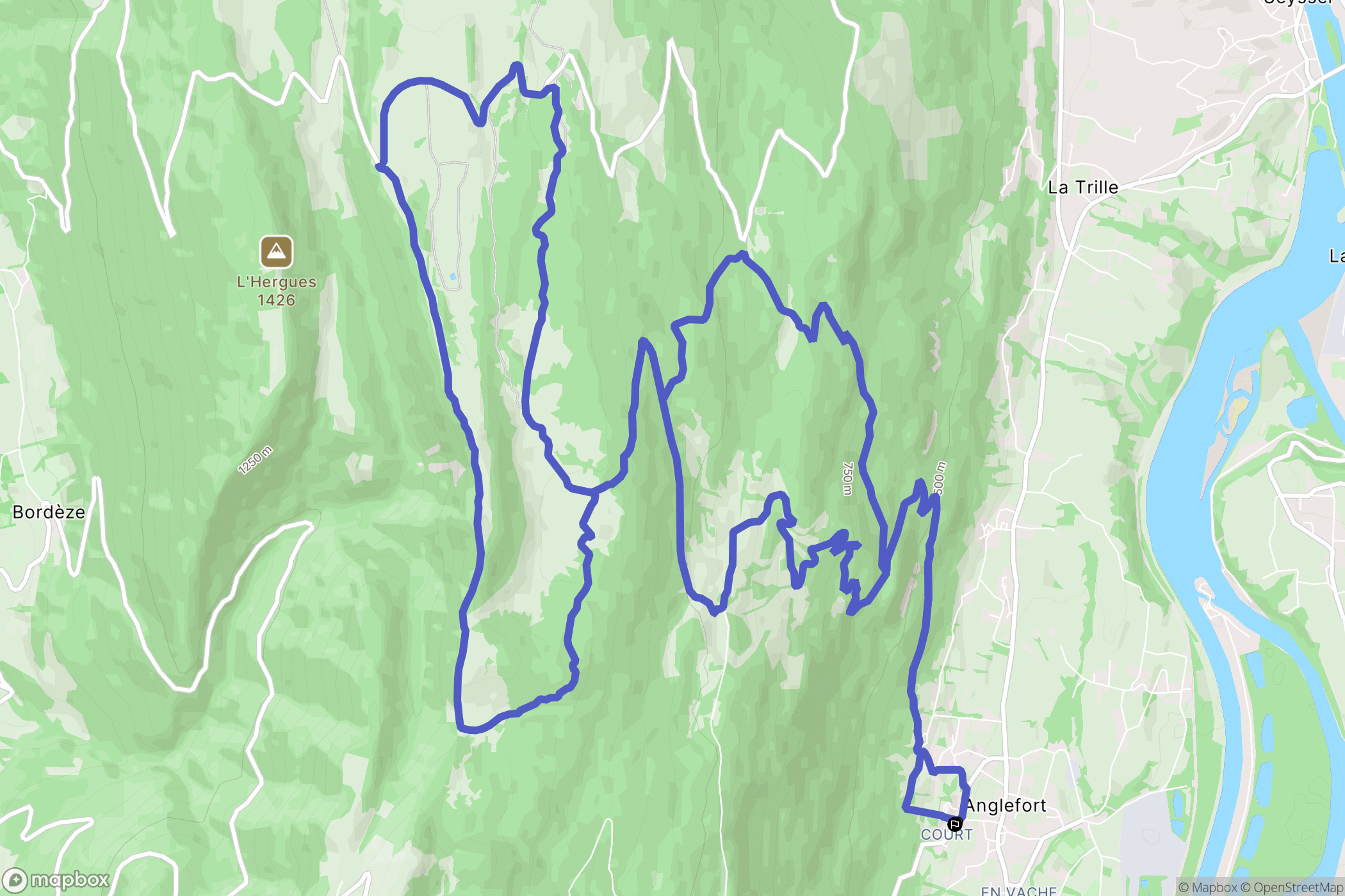 Anglefort : carte du parcours de randonnée - France