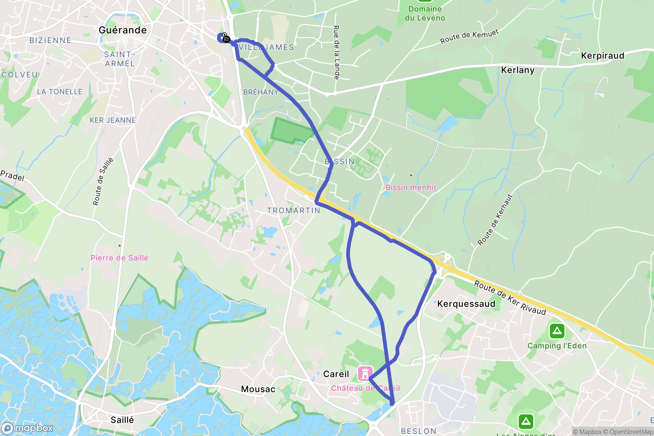 Guérande : carte du parcours de randonnée - France