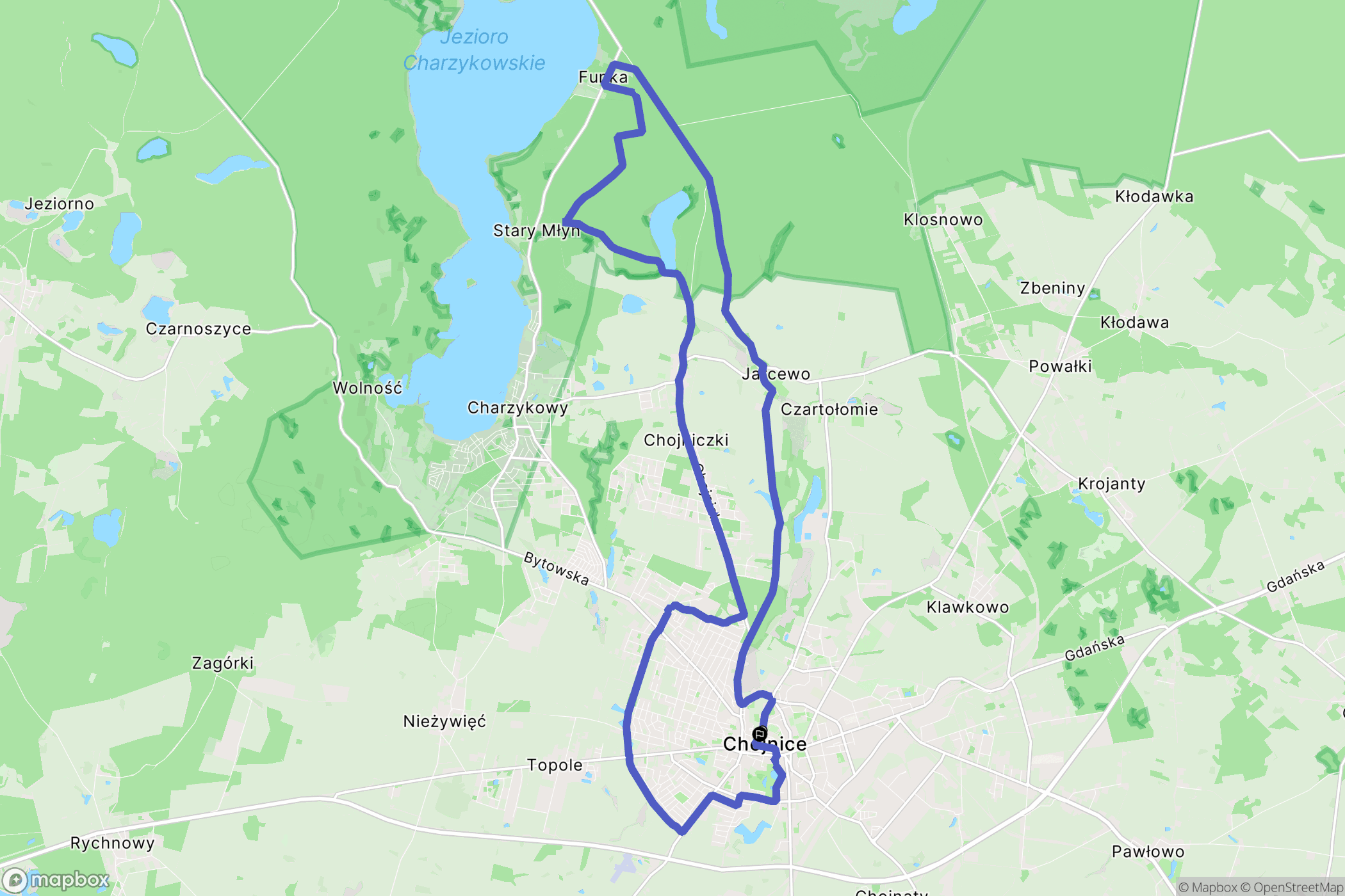 Chojnice: mapa trasy - Poland