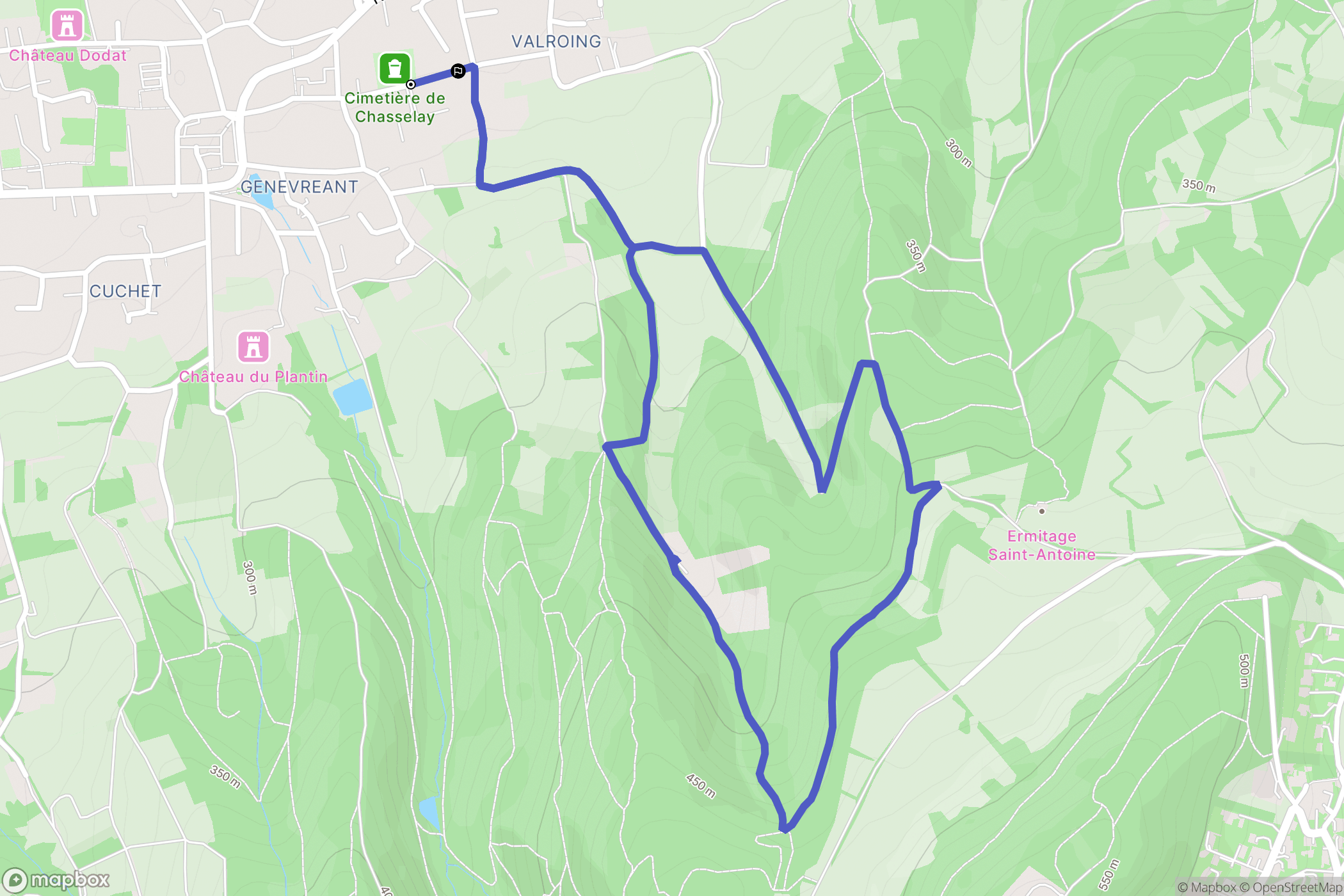 Chasselay : carte du parcours de randonnée - France