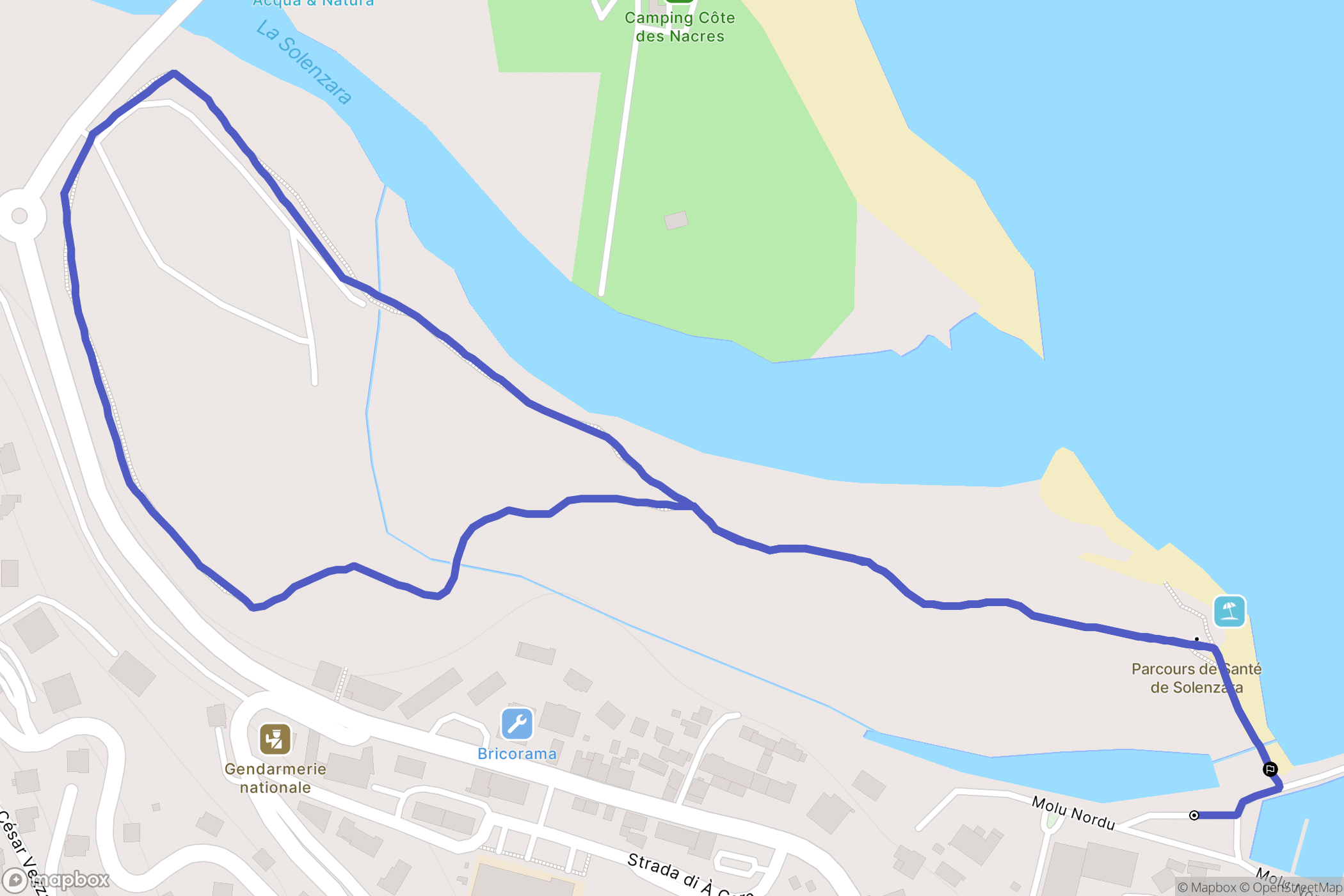 Sari-Solenzara : carte du parcours de randonnée - France