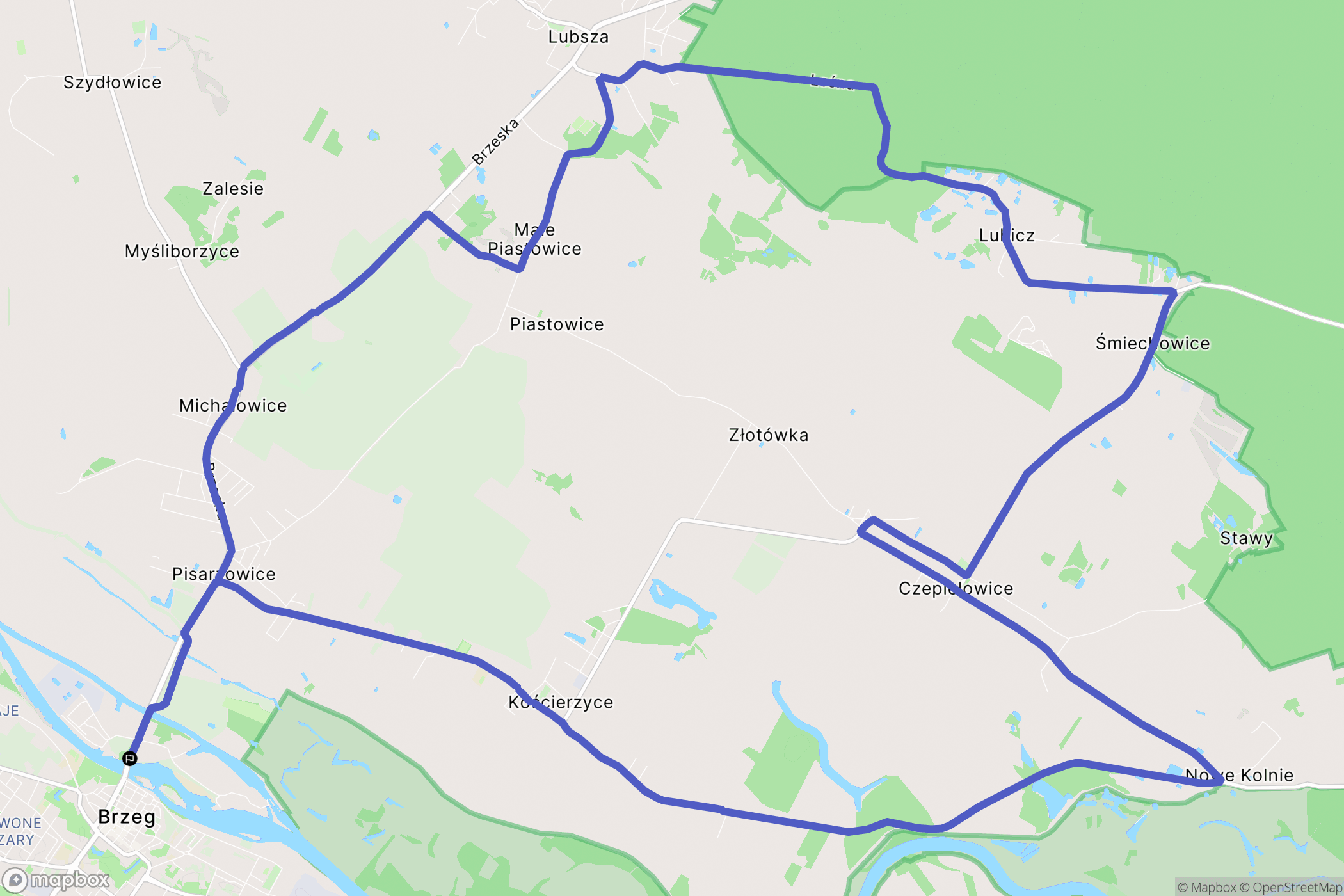 Brzeg: mapa trasy - Poland