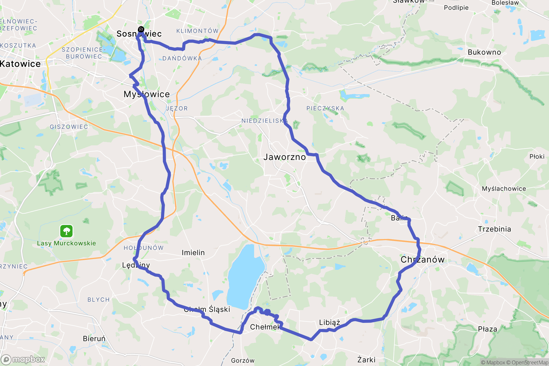 Sosnowiec: mapa trasy - Poland