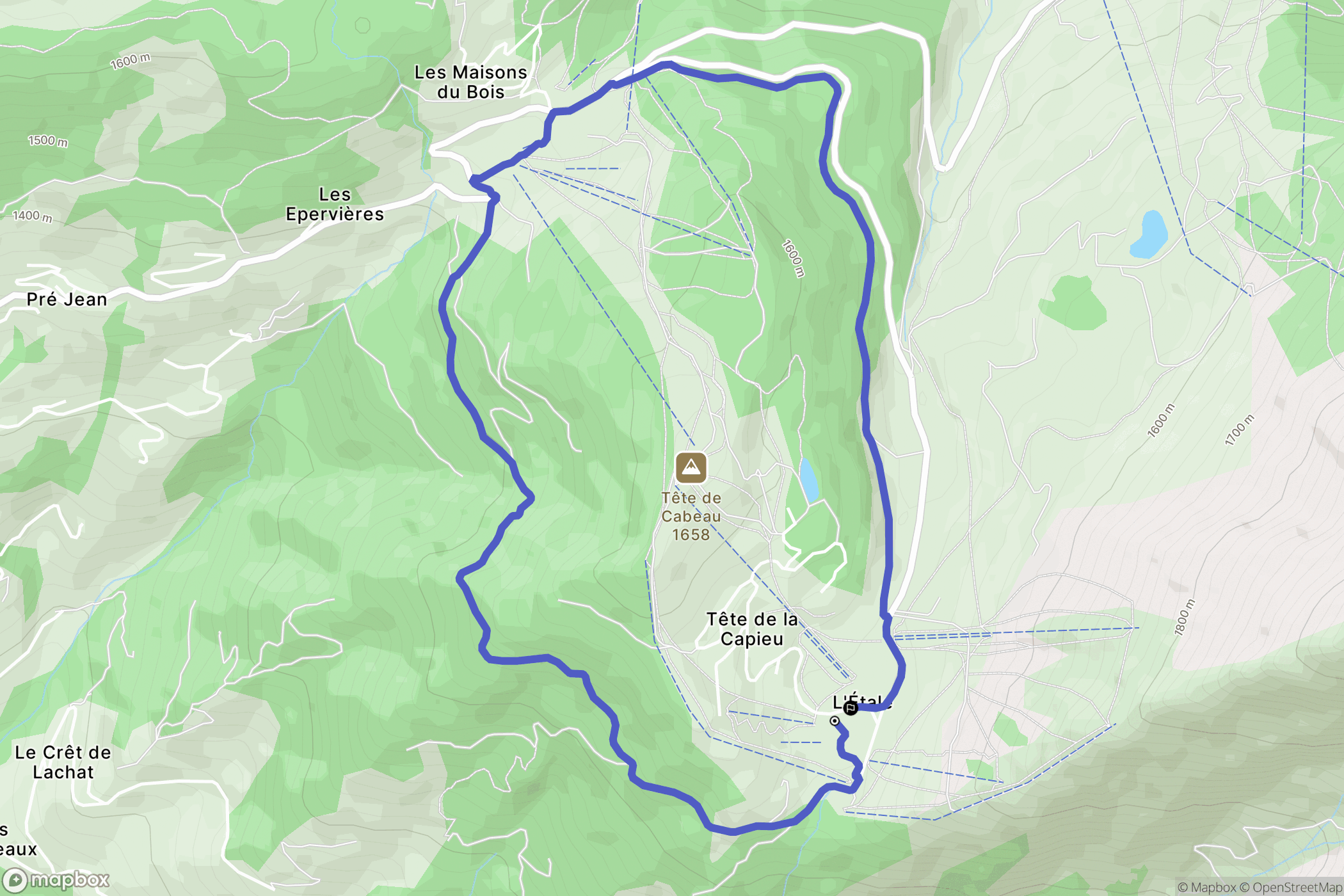Manigod : carte du parcours de randonnée - France