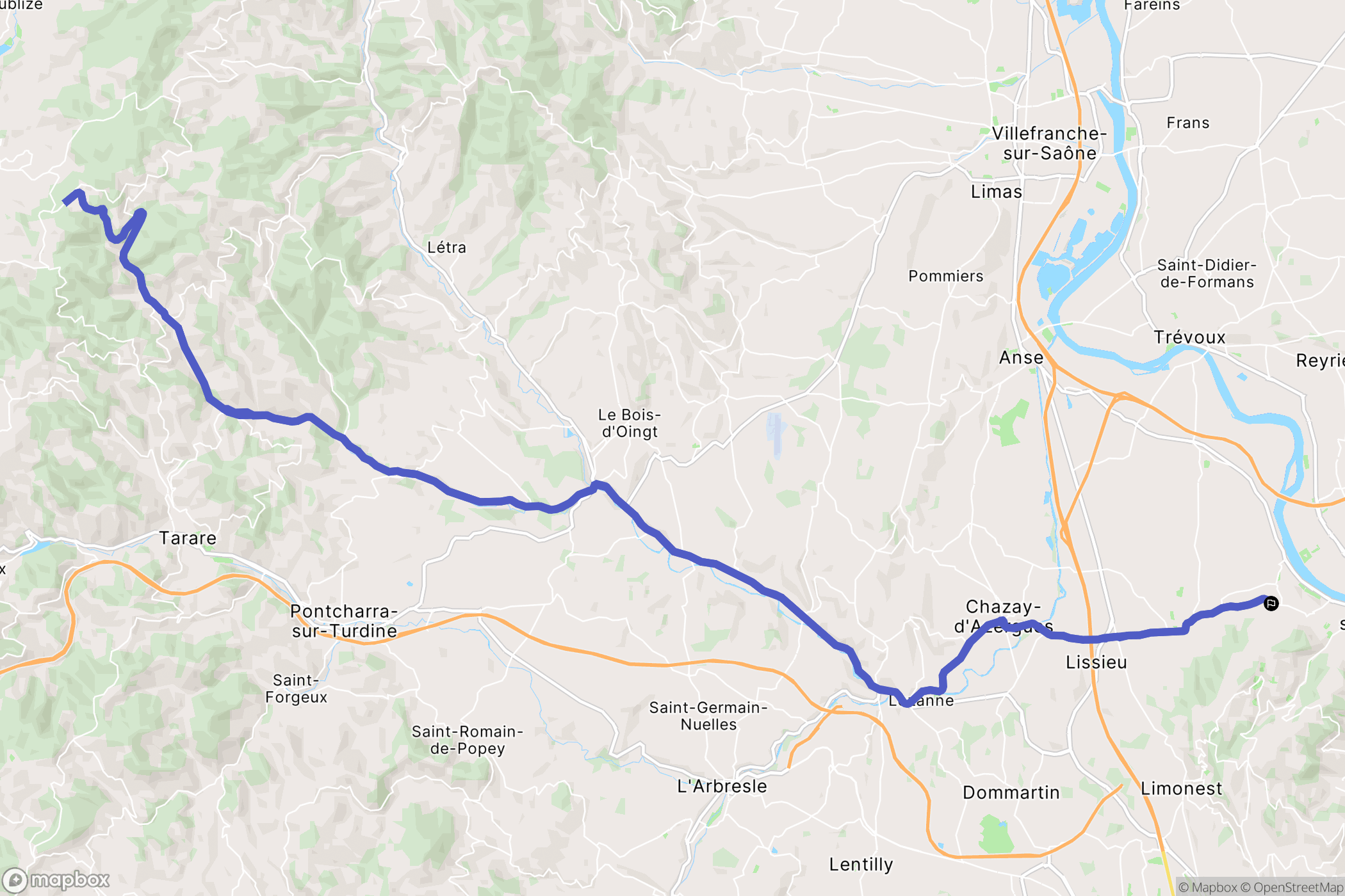 Saint-Germain-au-Mont-d'Or : carte du parcours de randonnée - France