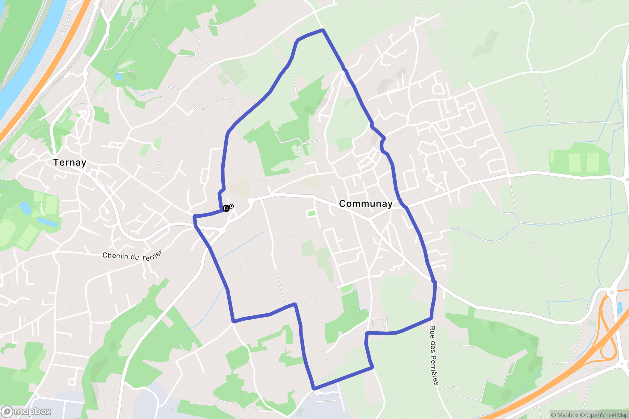 Communay : carte du parcours de randonnée - France