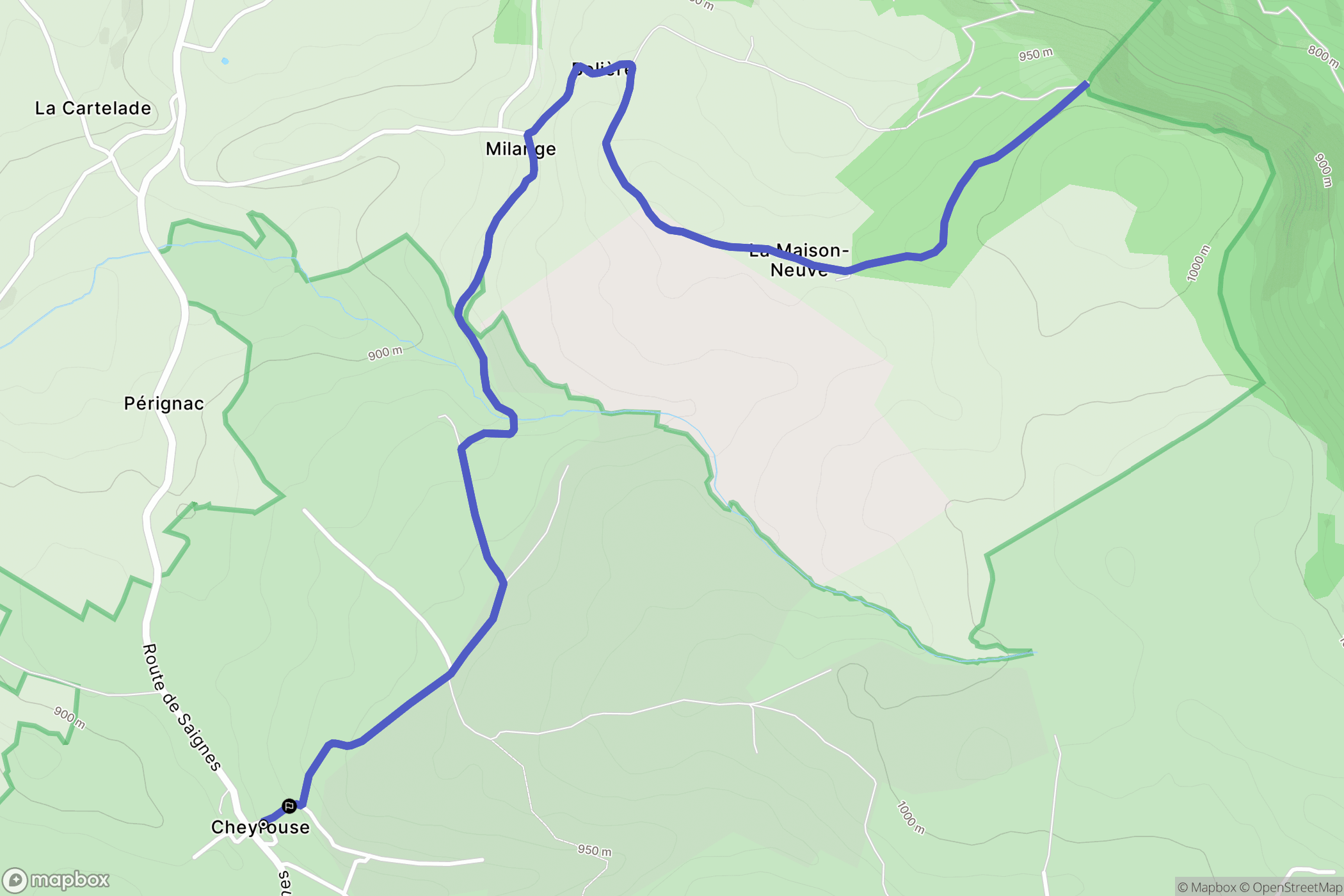 Trizac : carte du parcours de randonnée - France