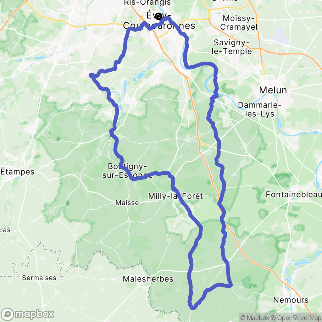 Évry-Courcouronnes : carte du parcours de randonnée - France