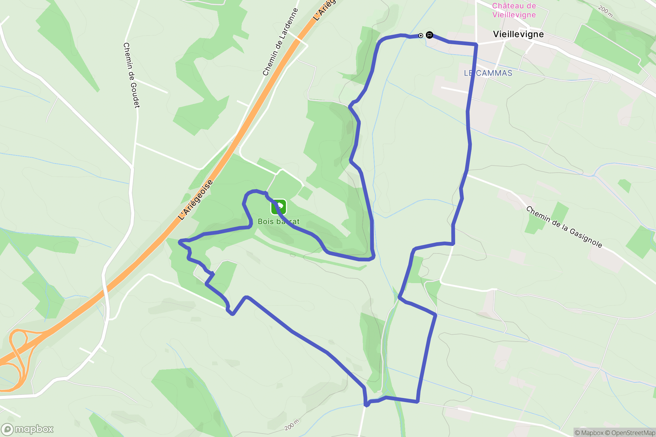 Vieillevigne : carte du parcours de randonnée - France