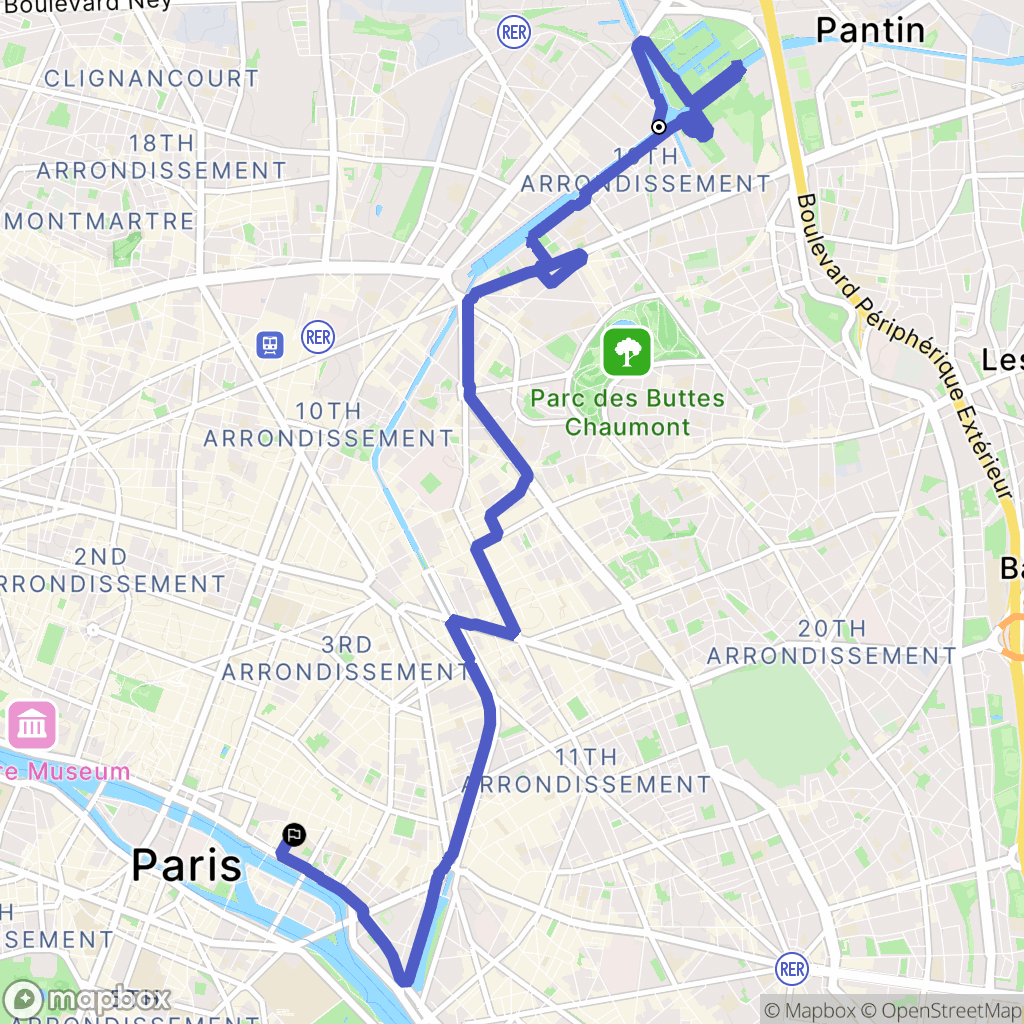 Paris : carte du parcours de randonnée - France