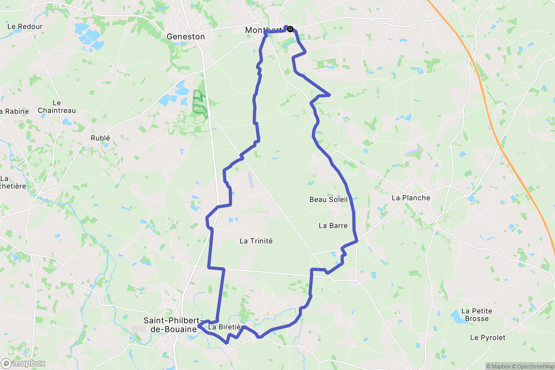Montbert : carte du parcours de randonnée - France