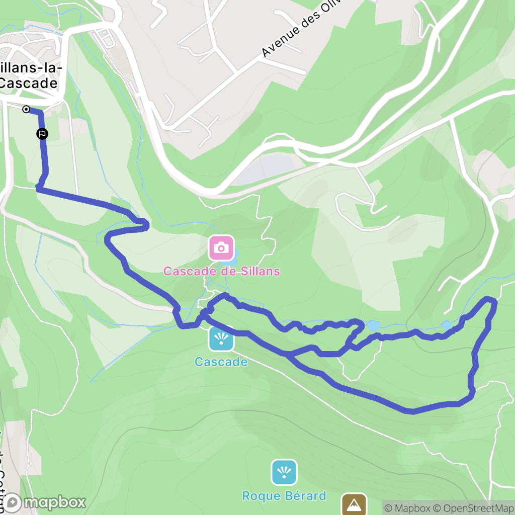 Sillans-la-Cascade : carte du parcours de randonnée - France