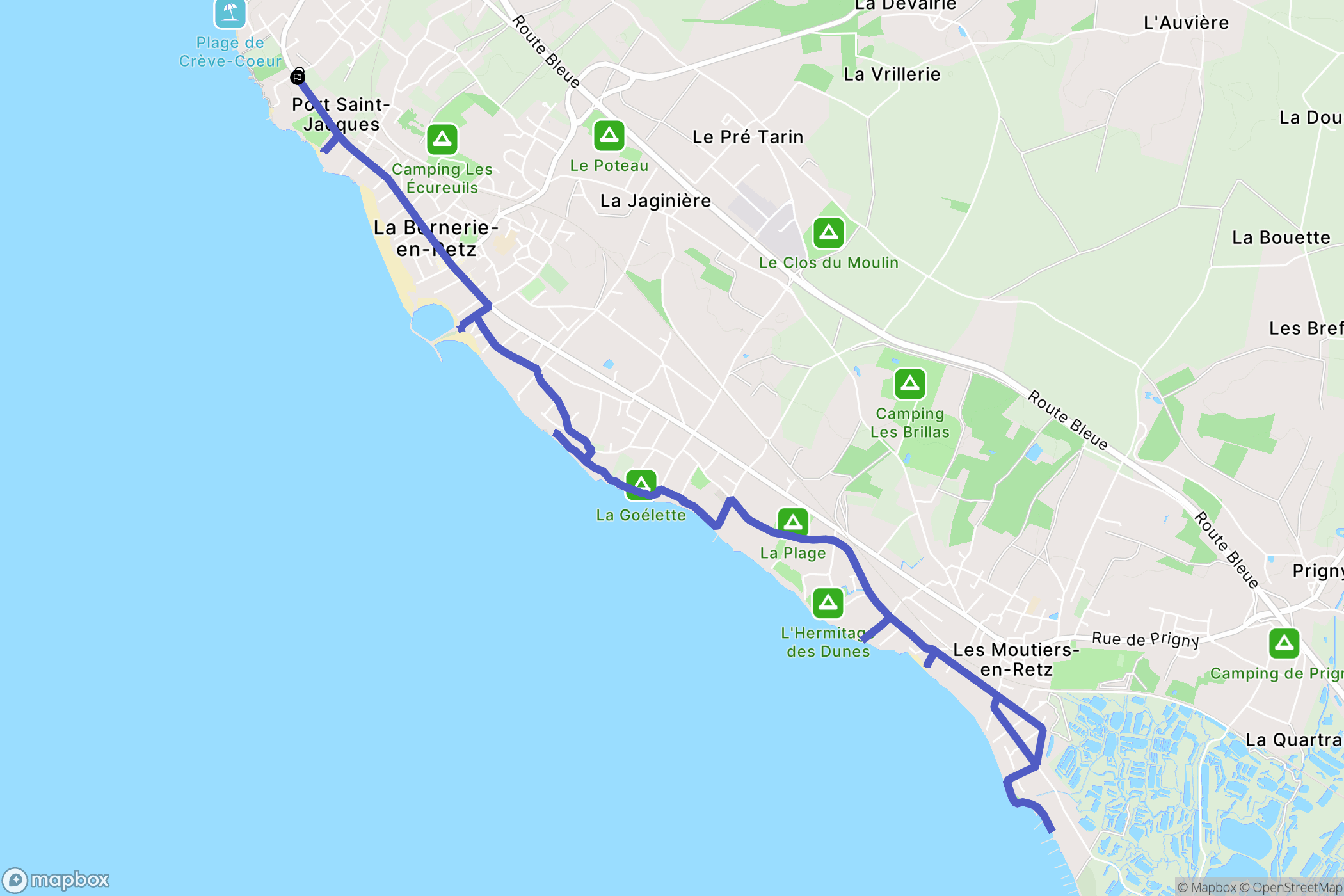 La Bernerie-en-Retz : carte du parcours de randonnée - France