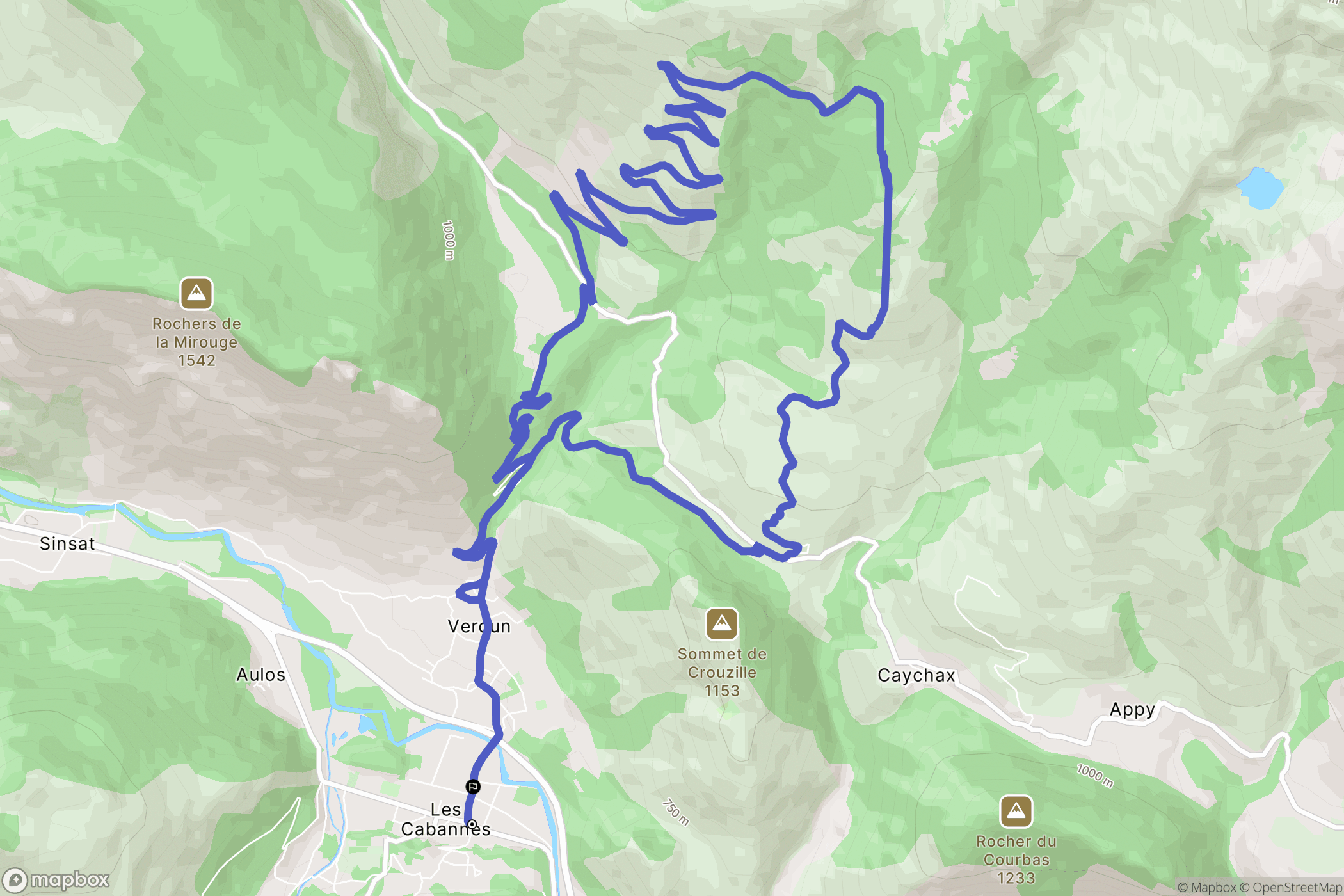 Les Cabannes : carte du parcours de randonnée - France