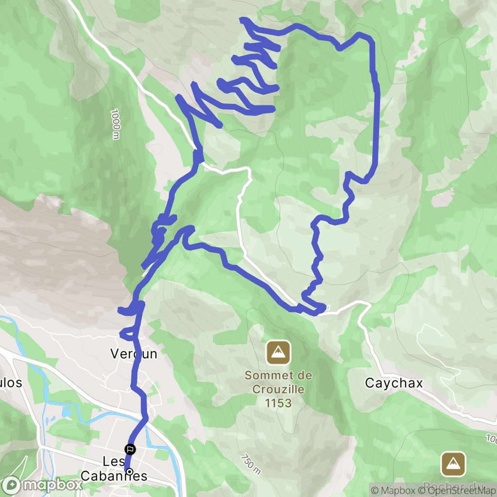 Les Cabannes : carte du parcours de randonnée - France