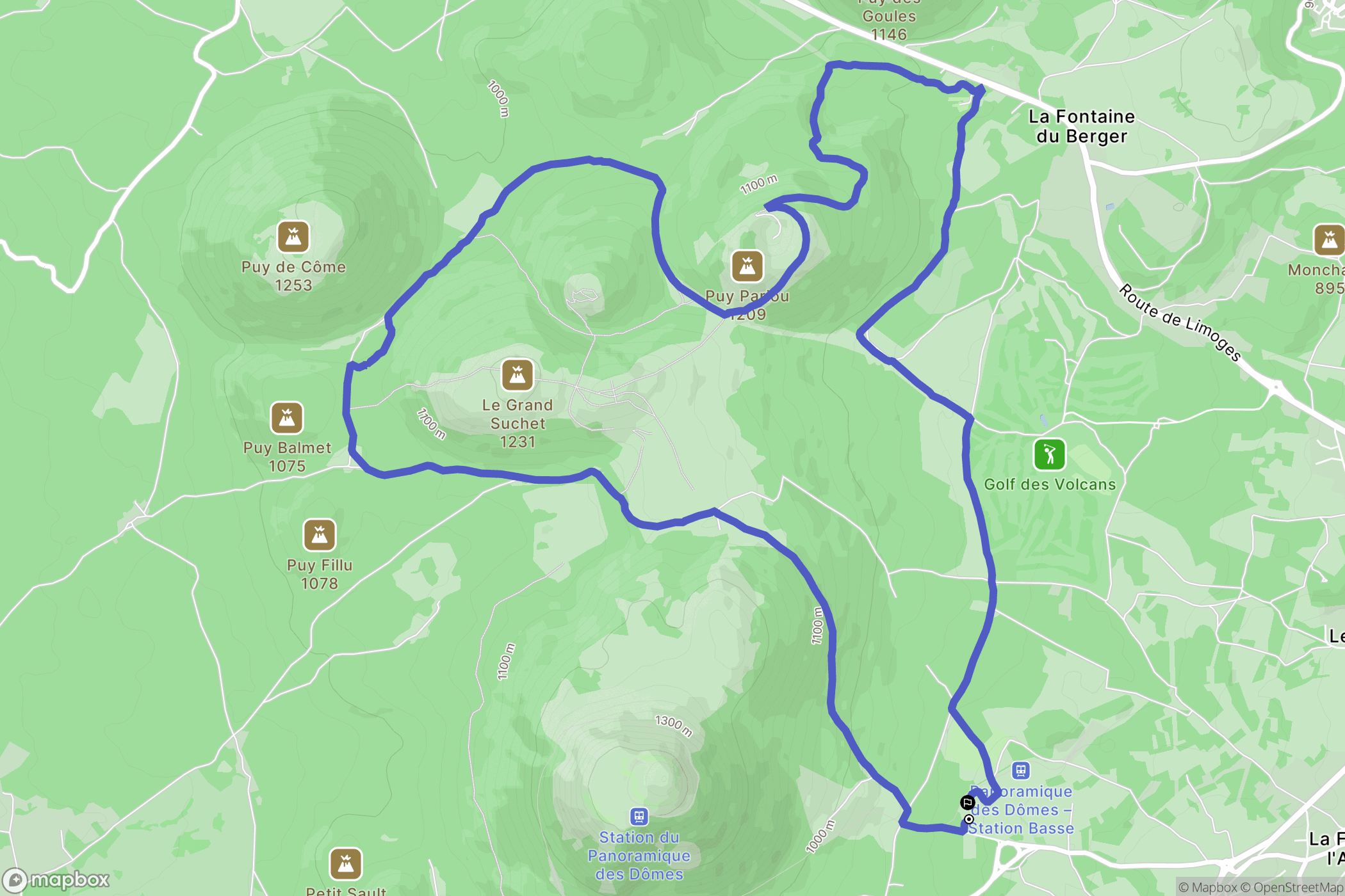 Orcines : carte du parcours de randonnée - France