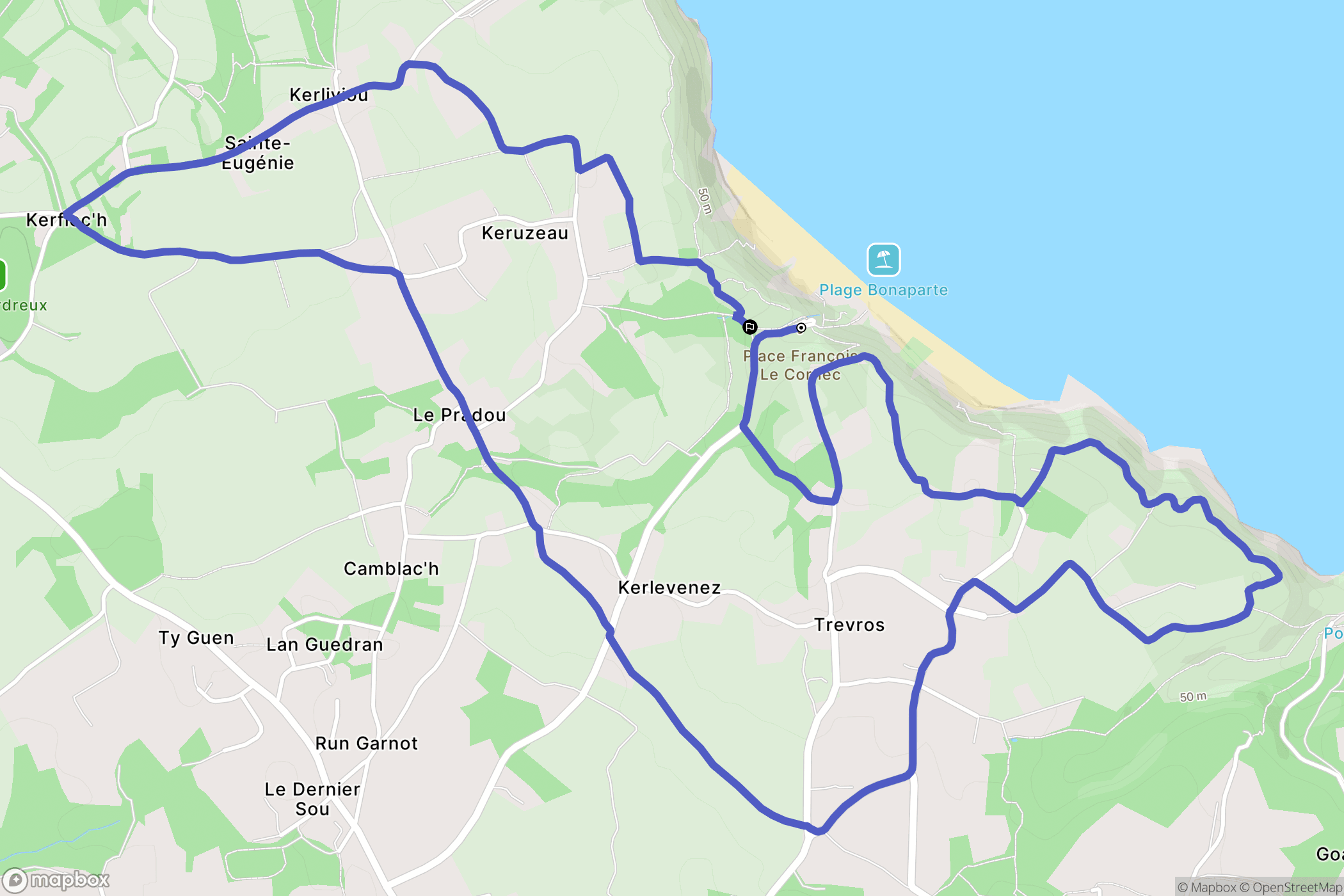 Plouha : carte du parcours de randonnée - France