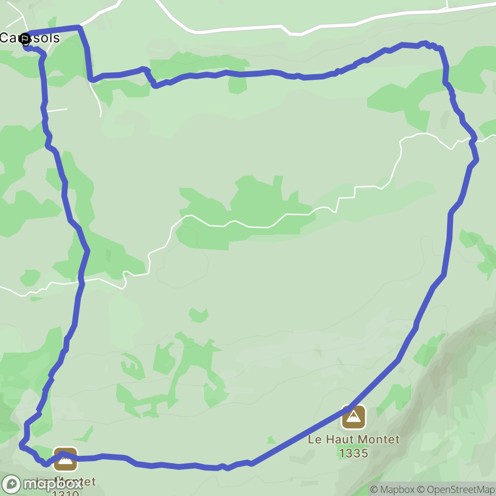 Caussols : carte du parcours de randonnée - France