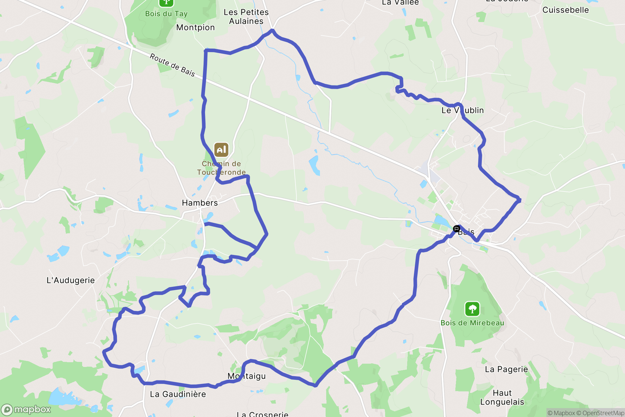 Bais : carte du parcours de randonnée - France