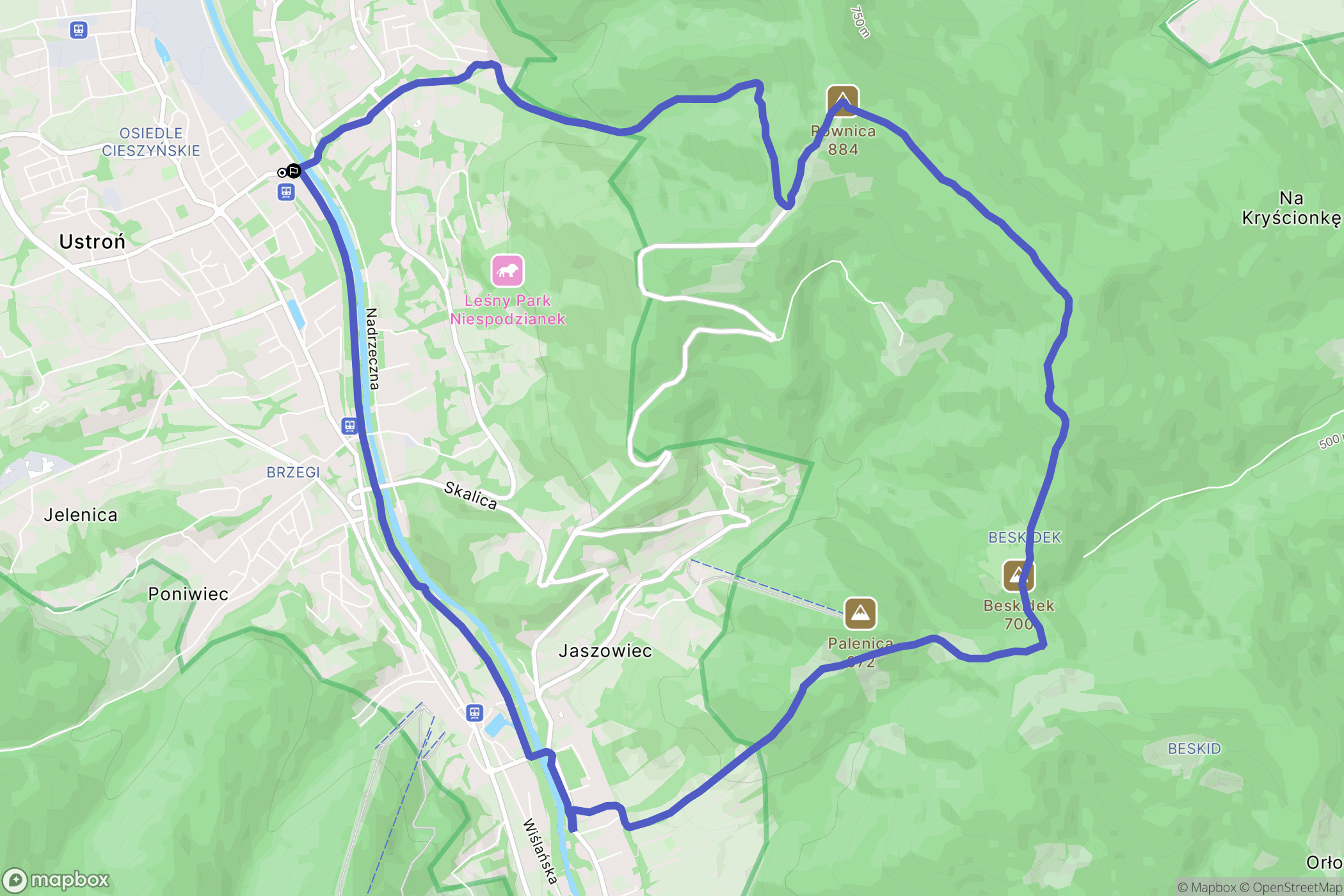 Ustroń: mapa trasy - Poland