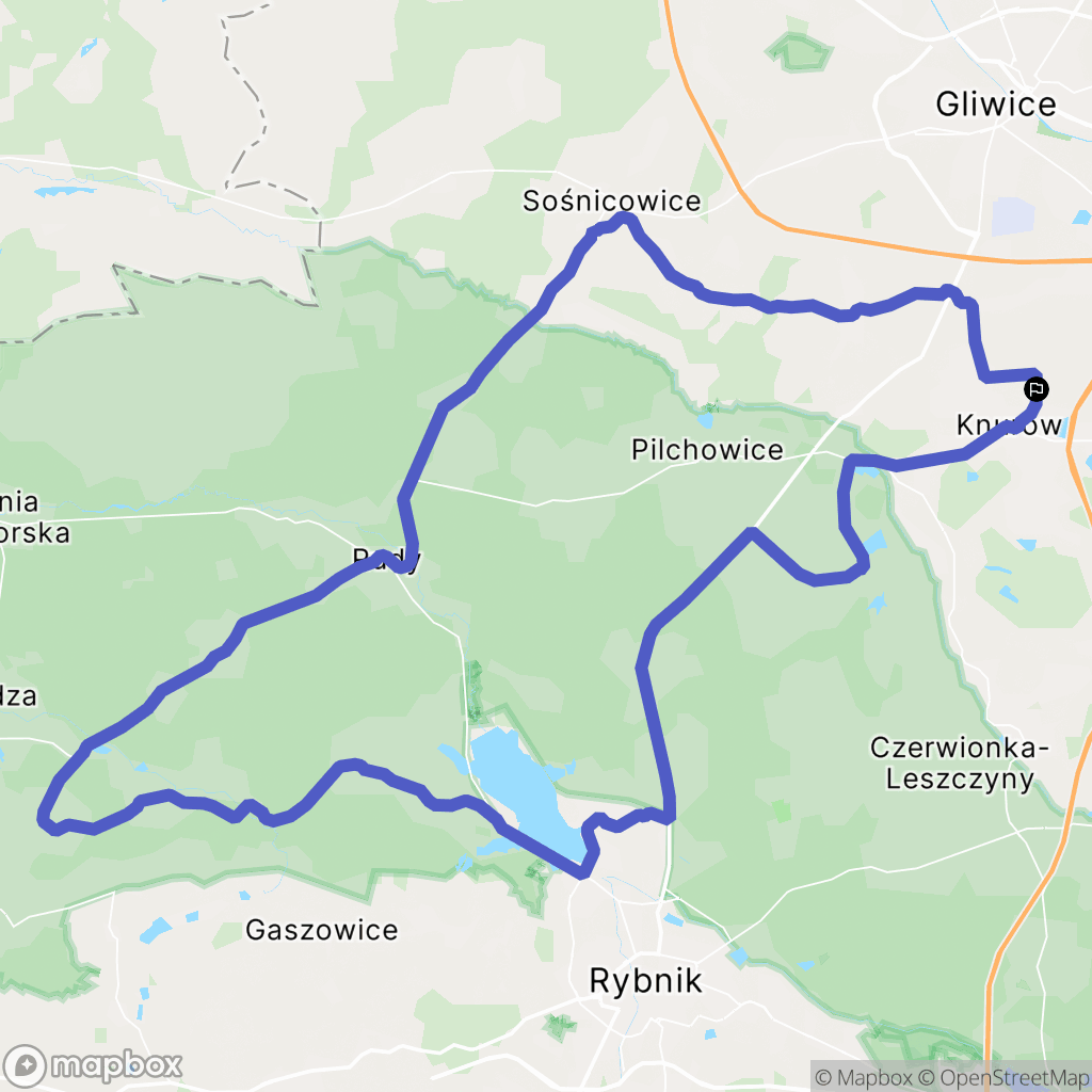 Knurów: mapa trasy - Poland